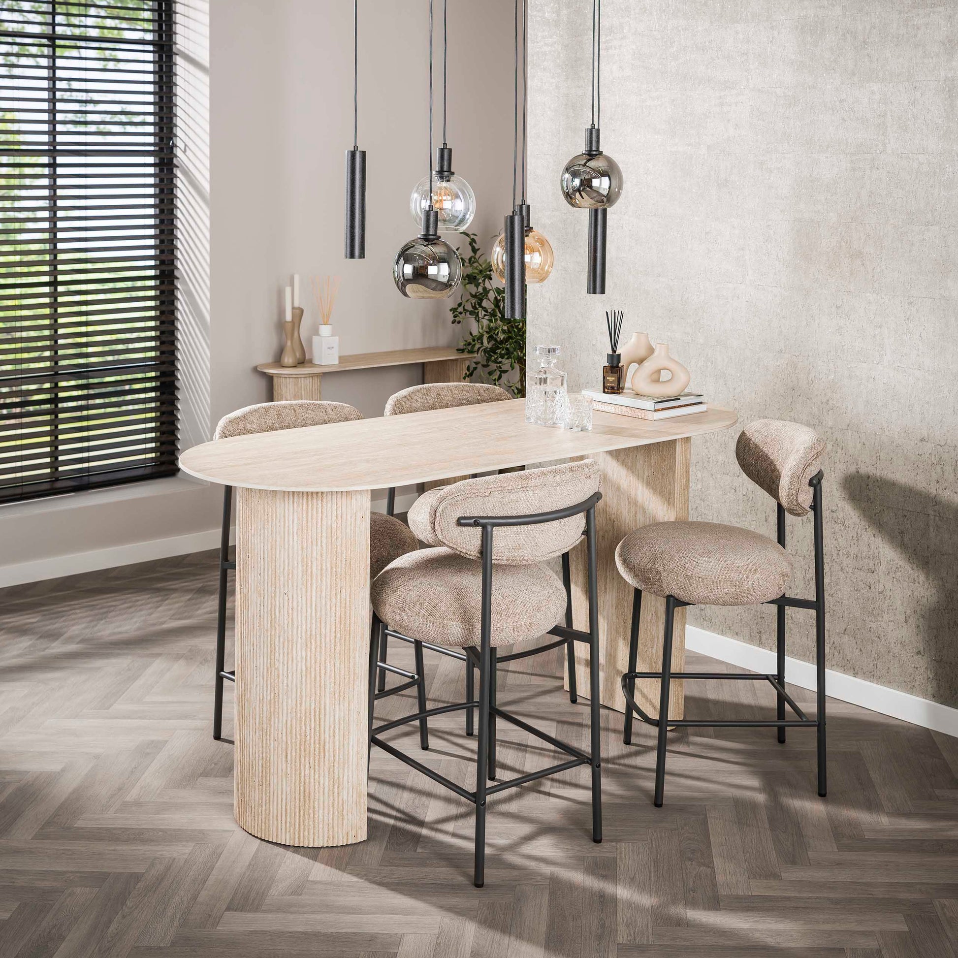 Bartafel Romano Arch plat ovaal 180cm / Keramiek travertin – afbeelding 2