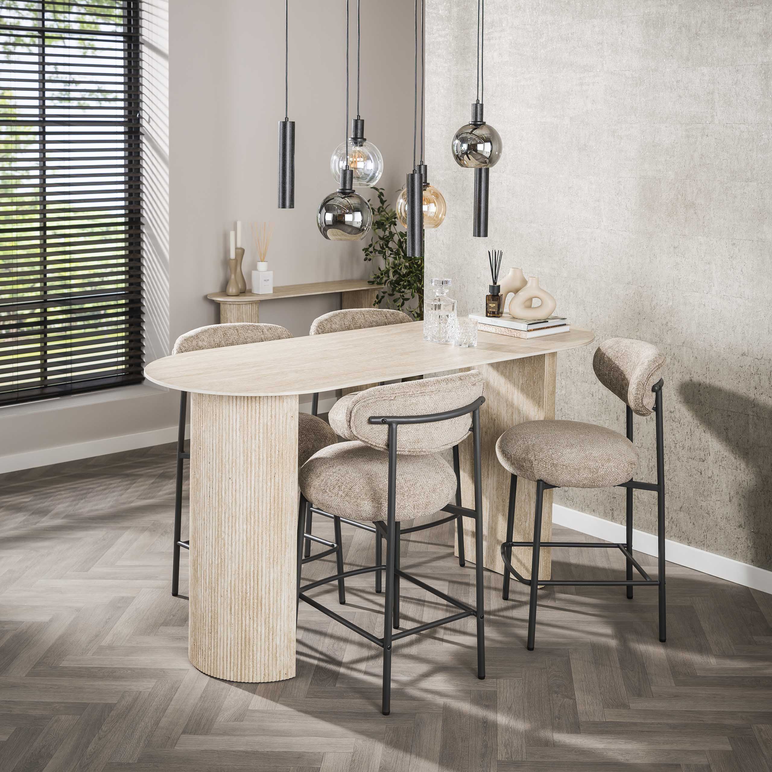 Bartafel Romano Arch plat ovaal 180cm / Keramiek travertin – afbeelding 2