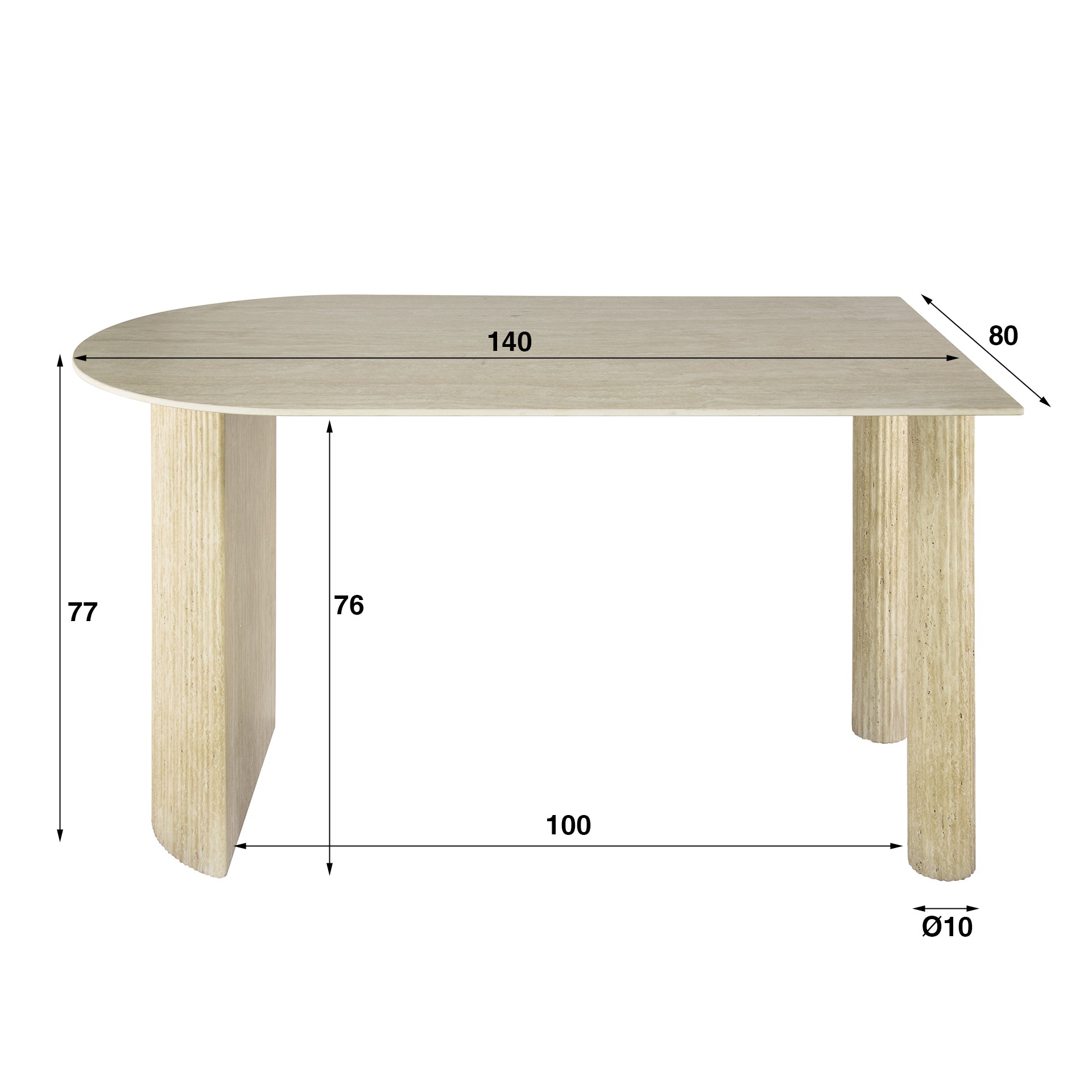 Eettafel Romano Arch 1-side 140cm / Keramiek travertin – afbeelding 4
