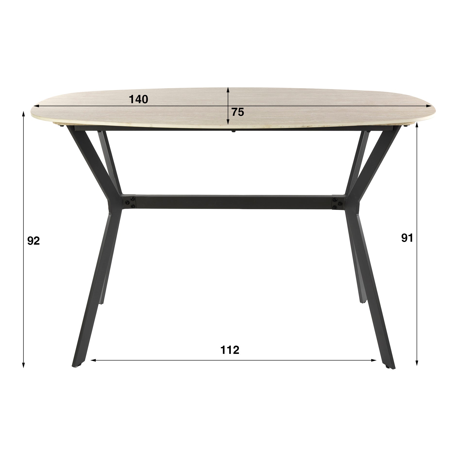 Bartafel Romano deens ovaal 140cm / Keramiek travertin – afbeelding 4