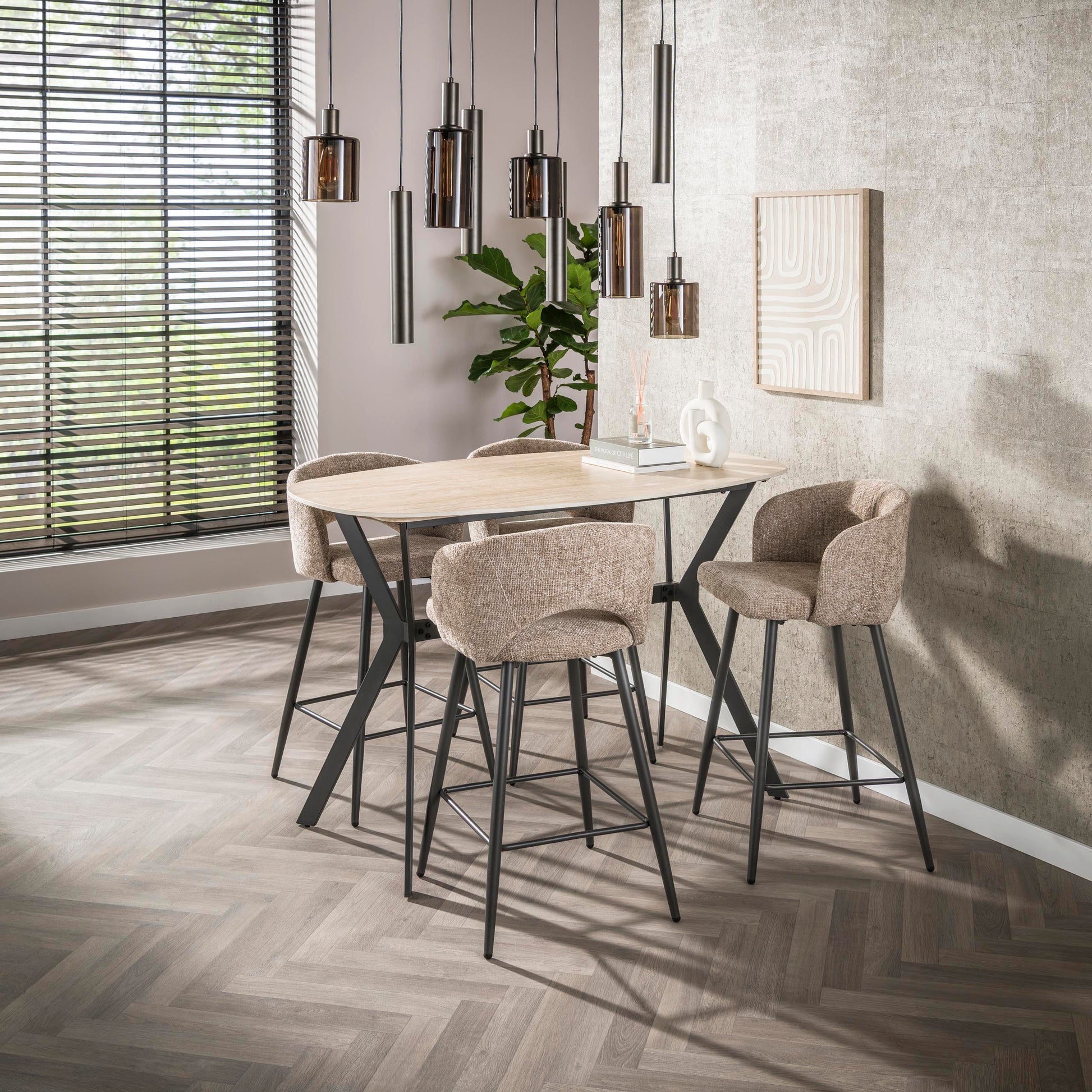 Bartafel Romano deens ovaal 140cm / Keramiek travertin – afbeelding 2