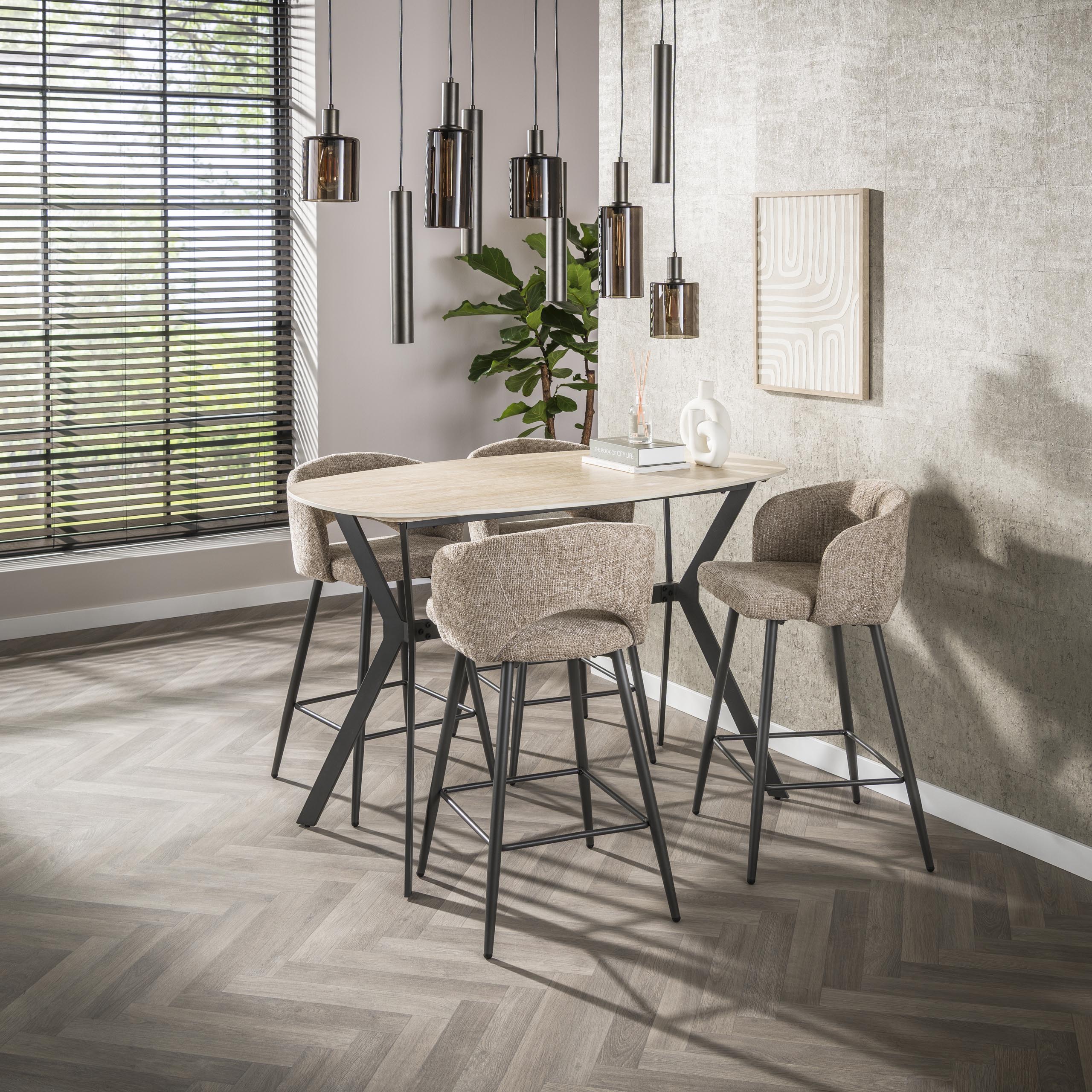 Bartafel Romano deens ovaal 140cm / Keramiek travertin – afbeelding 2