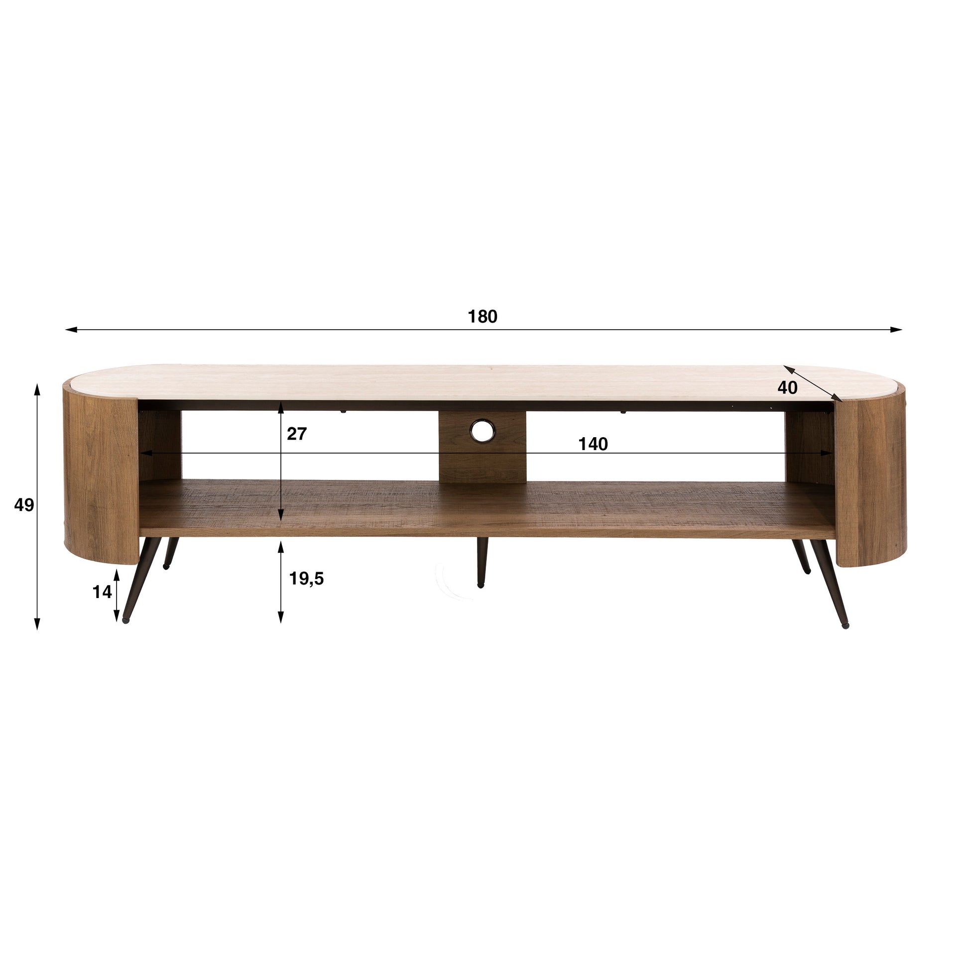 TV-meubel Arcus 180cm / Keramiek travertin – afbeelding 8