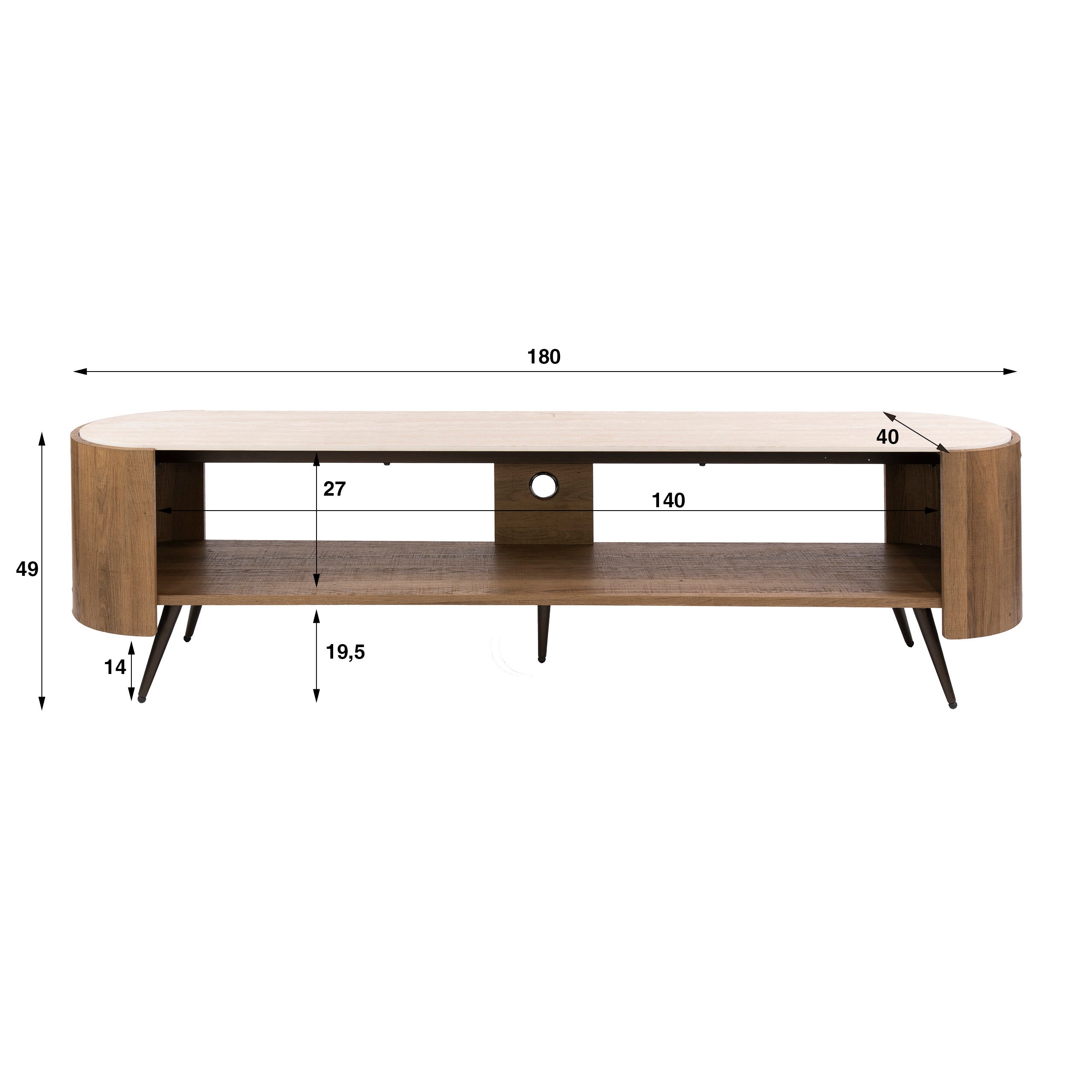 TV-meubel Arcus 180cm / Keramiek travertin – afbeelding 8