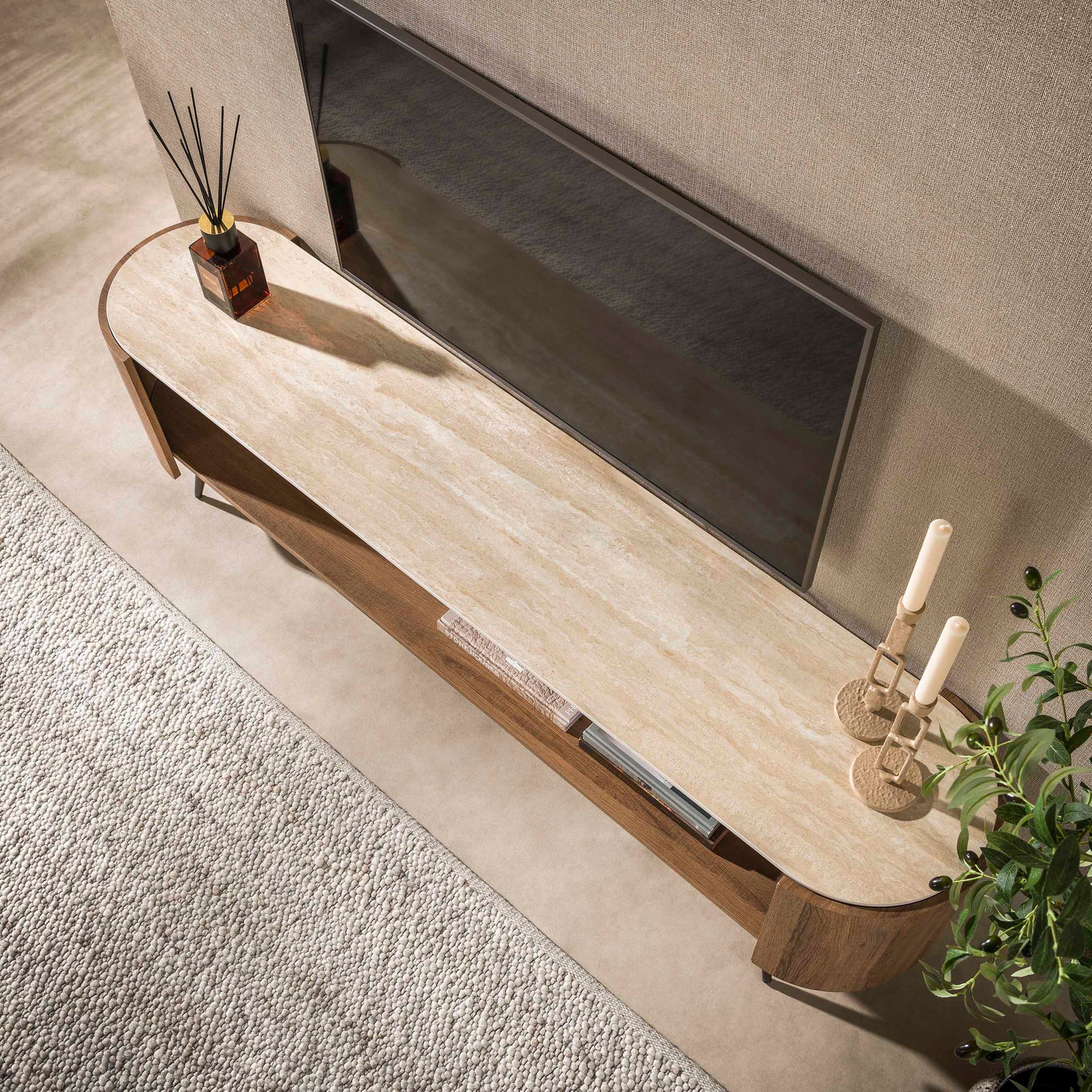 TV-meubel Arcus 180cm / Keramiek travertin – afbeelding 3