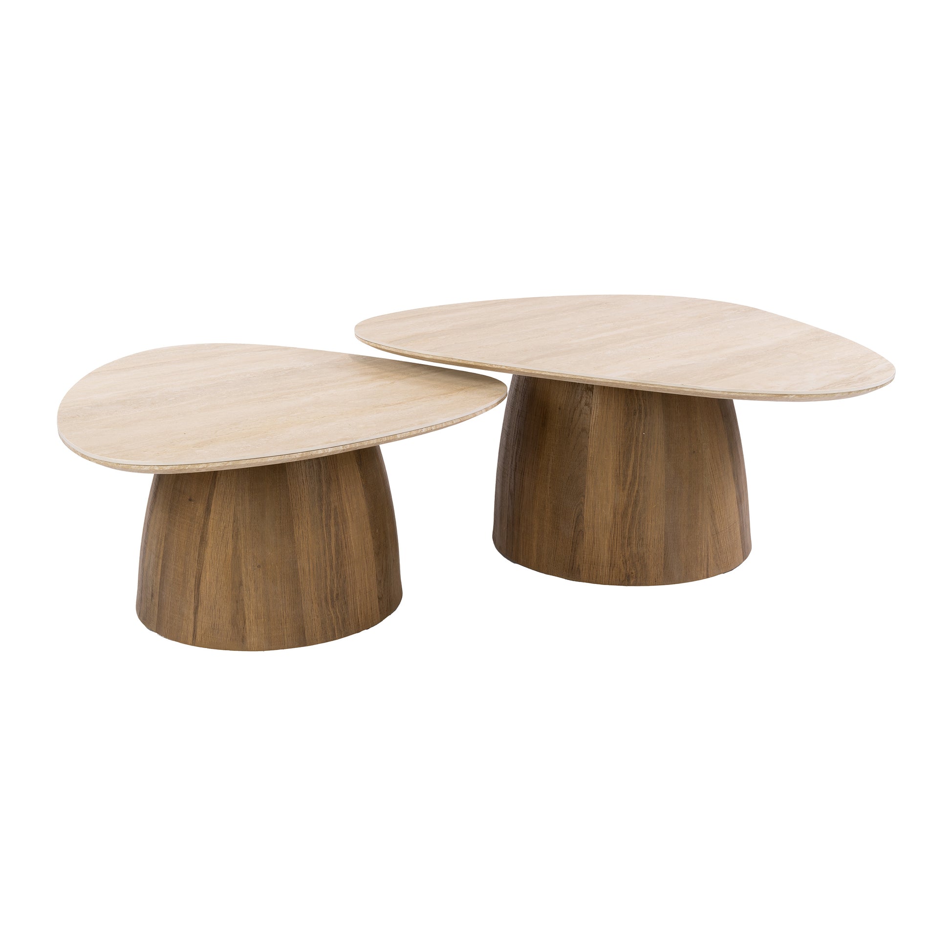 Salontafel Romano driehoekig set van 2 / 3D keramiek travertin – afbeelding 4
