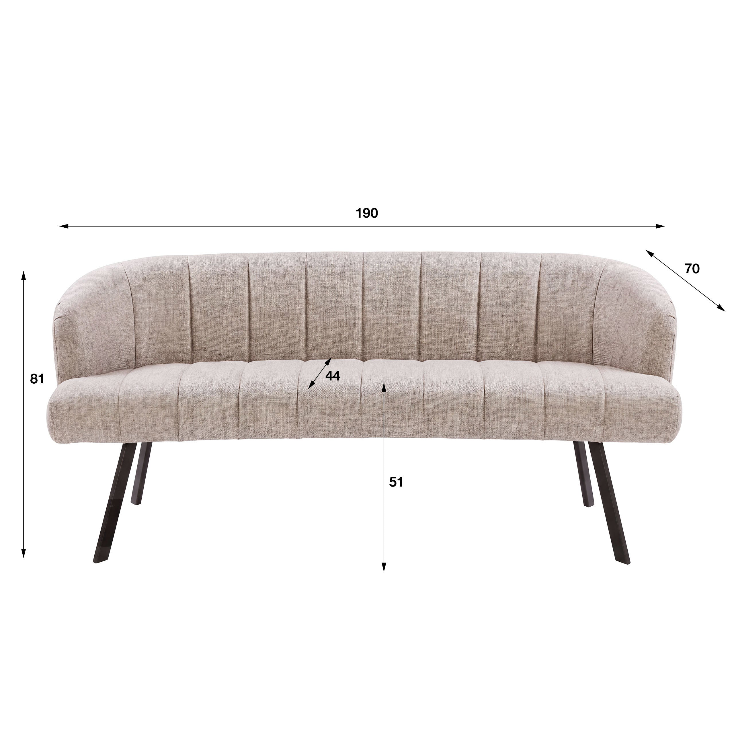 Eetkamerbank Oval / Hoven zand-bruin – afbeelding 4