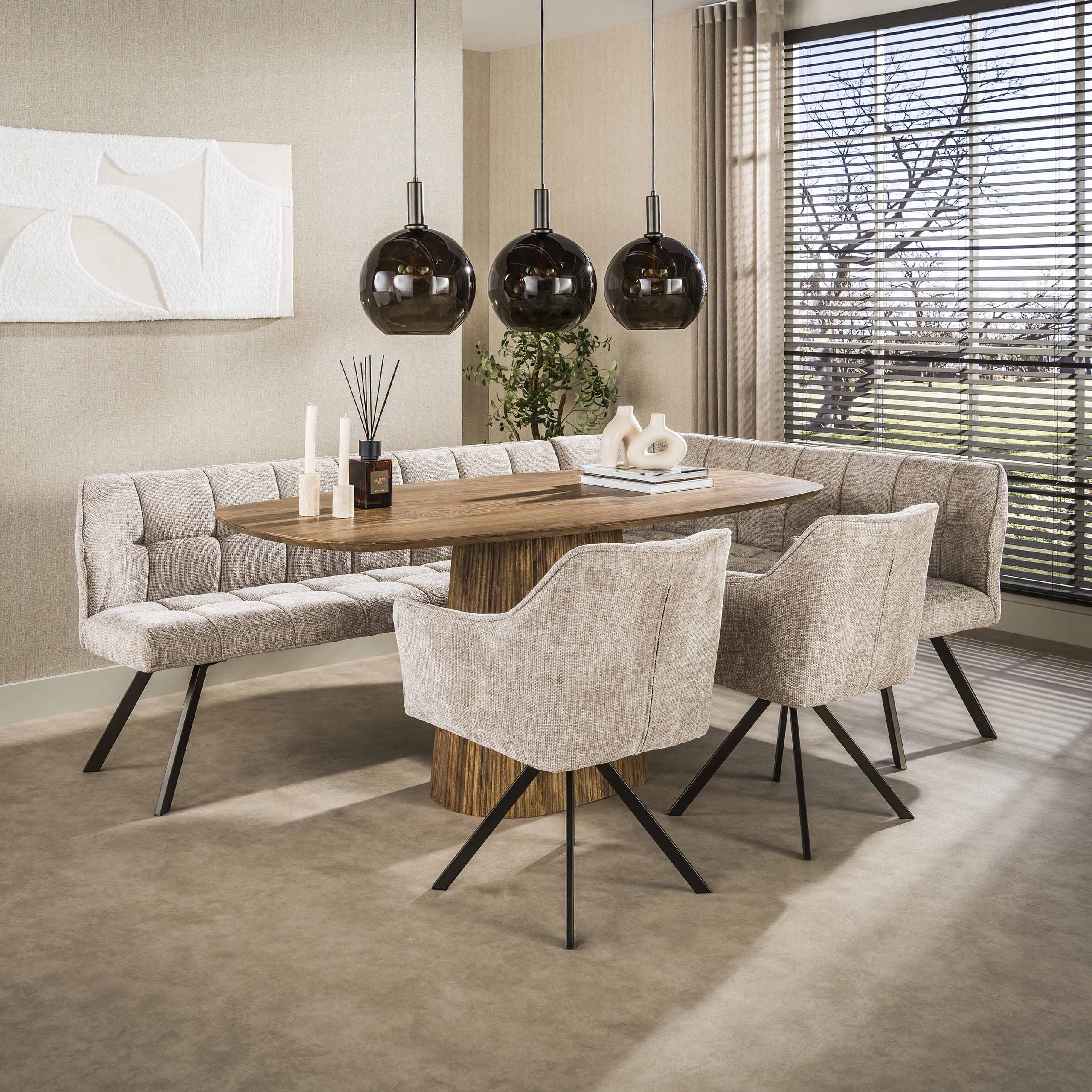 Hoekbank Raster rechts / Hoven zand-bruin – afbeelding 1