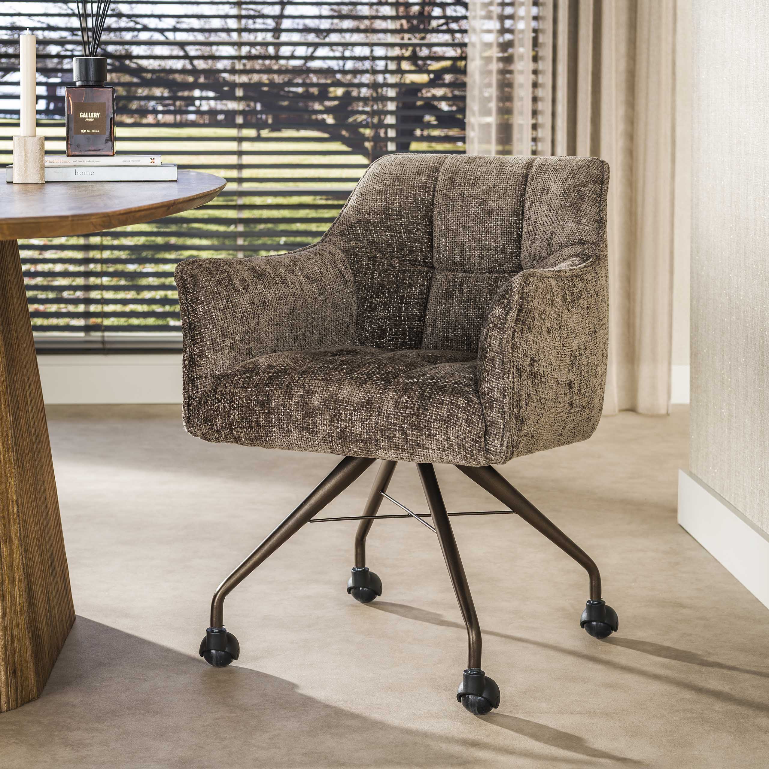 Armstoel Raster wieltjes verpakt per 2 / Hoven taupe-bruin – afbeelding 1