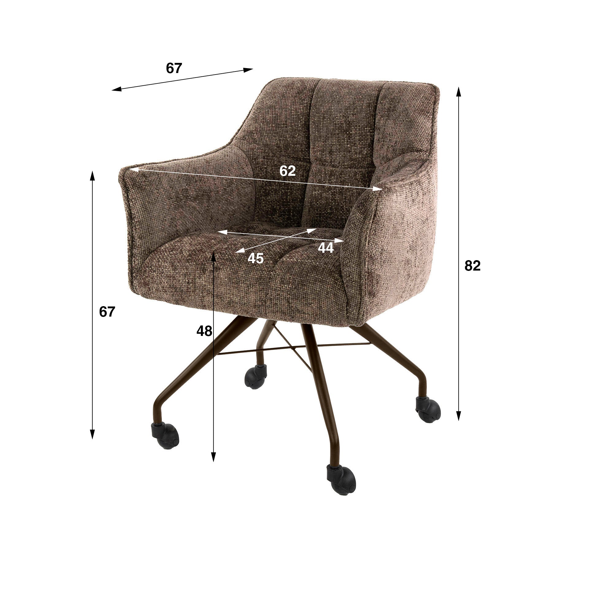 Armstoel Raster wieltjes verpakt per 2 / Hoven taupe-bruin – afbeelding 8