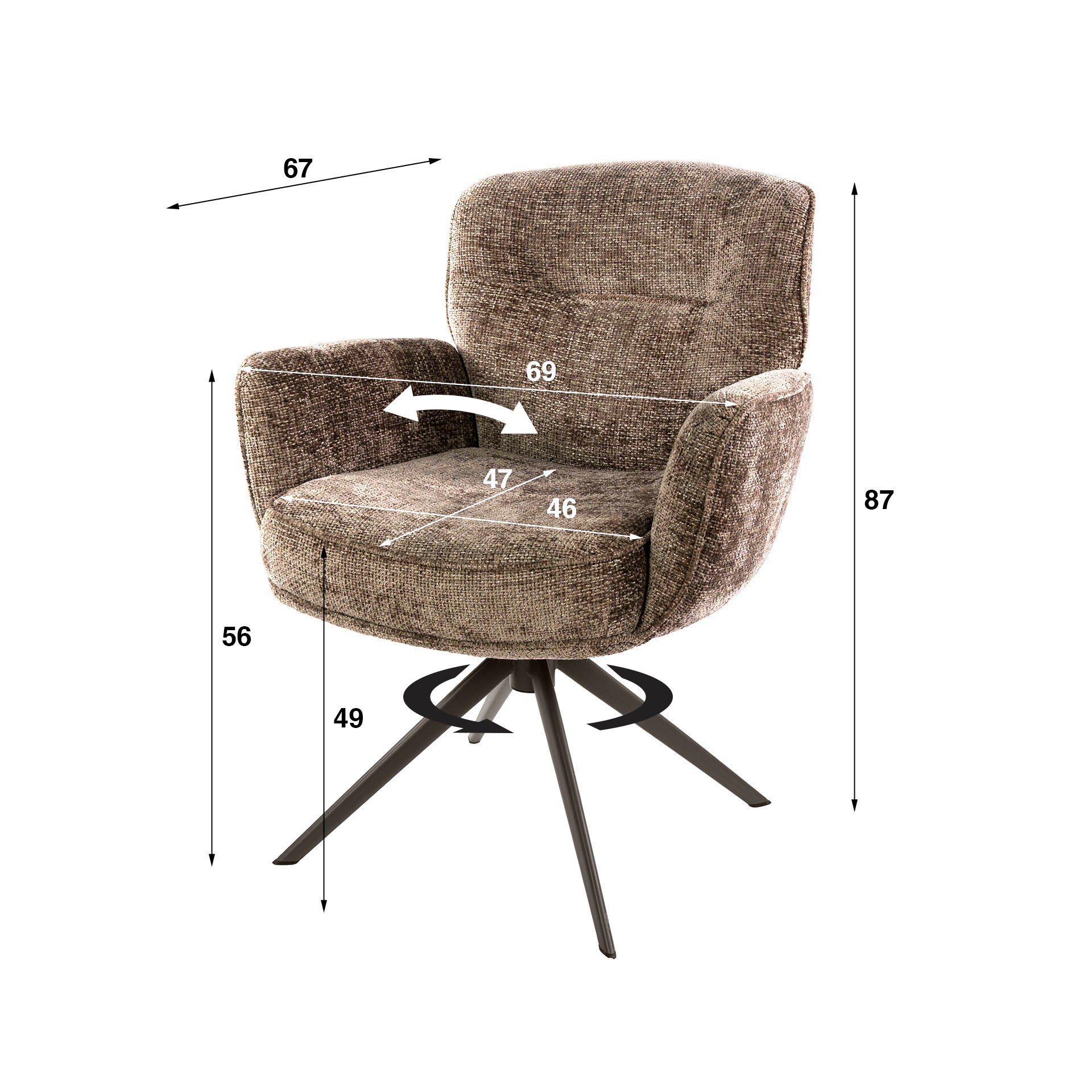 Armstoel Forza draaibaar verpakt per 2 / Hoven champagne-bruin – afbeelding 8