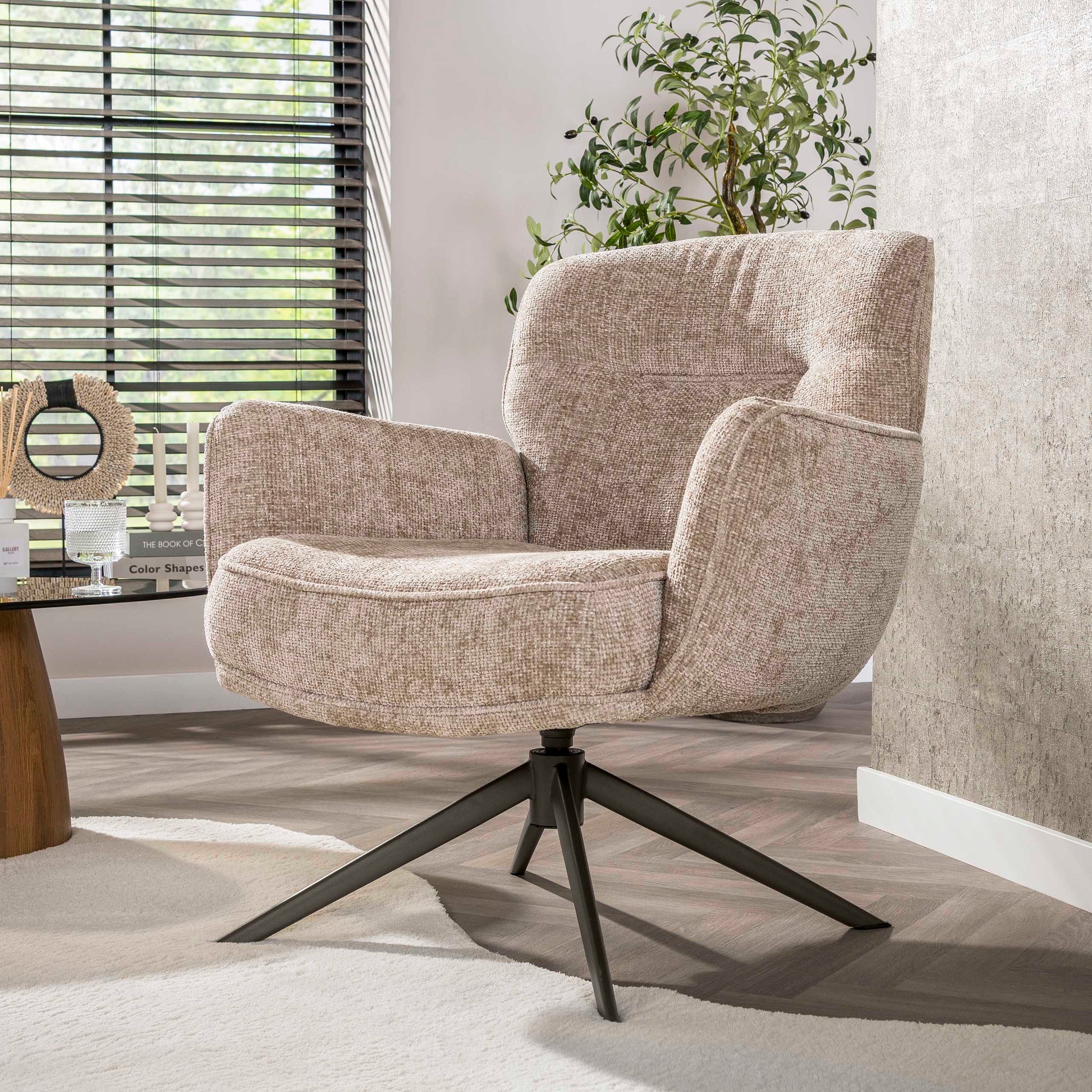Fauteuil Forza draaibaar / Hoven zand-bruin – afbeelding 1