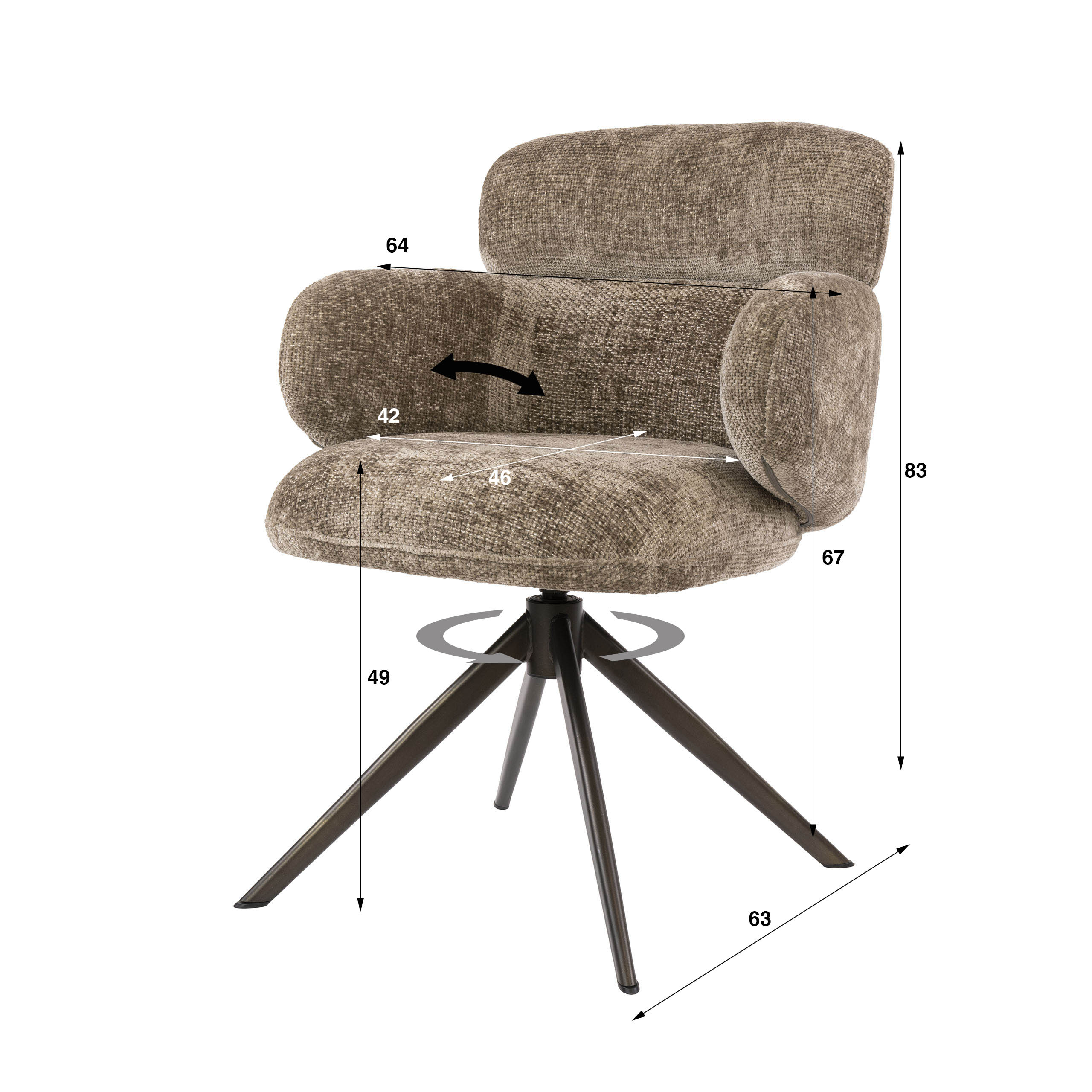 Armstoel Flex draaibaar verpakt per 2 / Hoven champagne-bruin – afbeelding 8