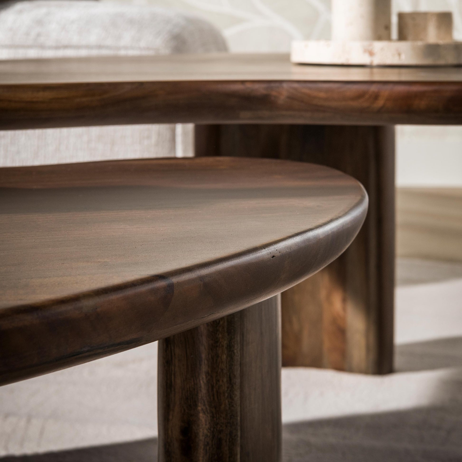 Salontafel Mova set van 2 / Massief acacia bruin – afbeelding 3