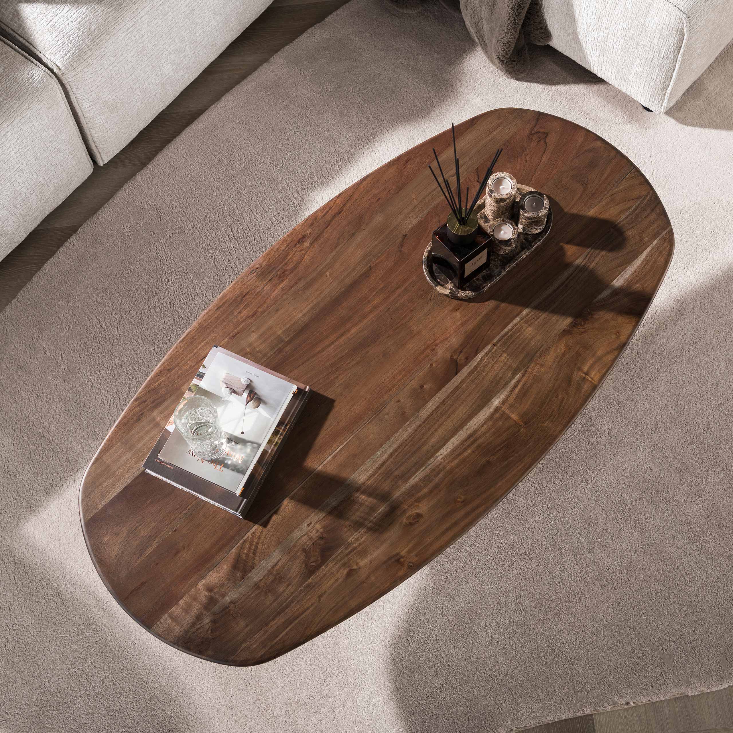 Salontafel Central 135cm / Massief acacia bruin – afbeelding 2