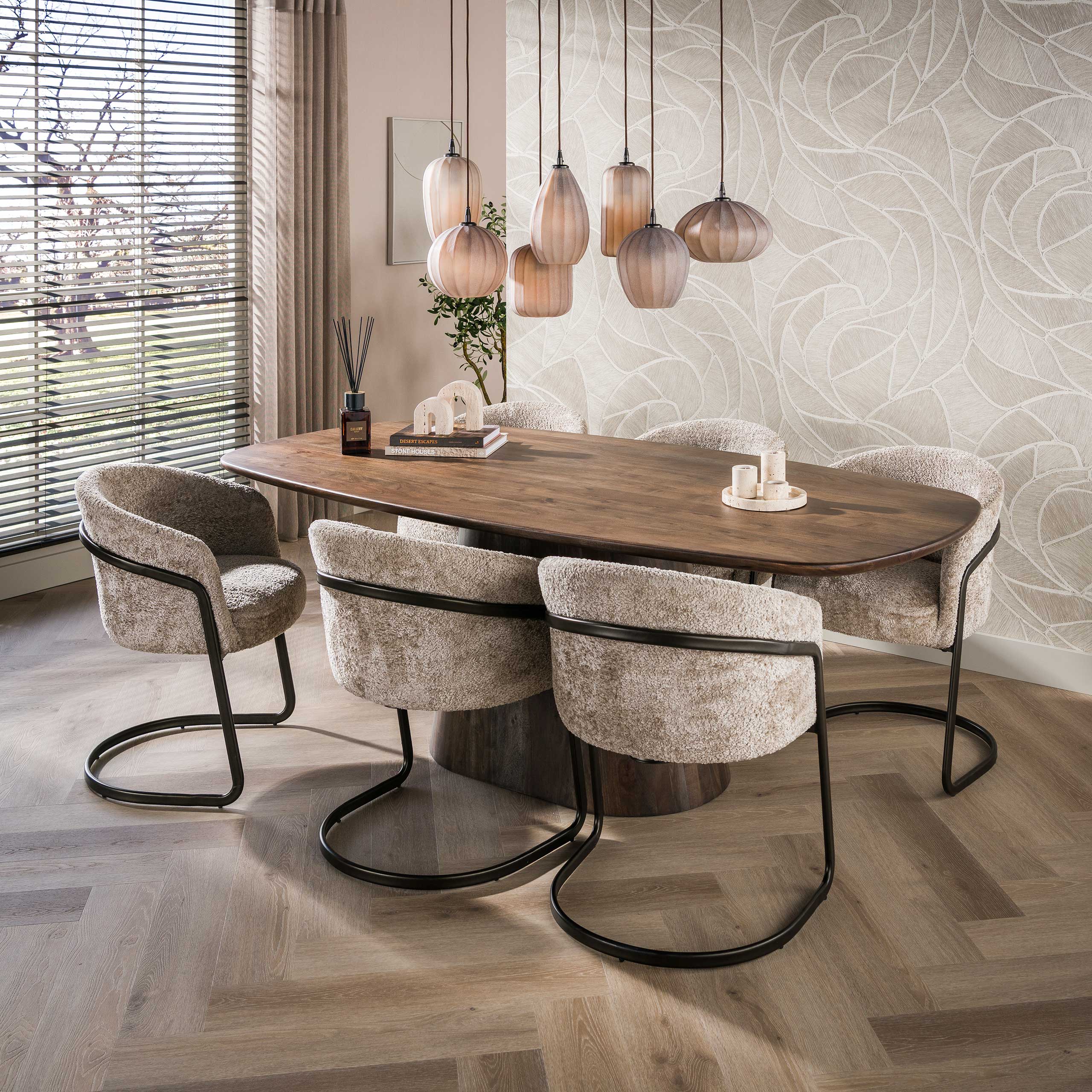 Eettafel Central deens ovaal 215cm / Massief acacia bruin – afbeelding 1