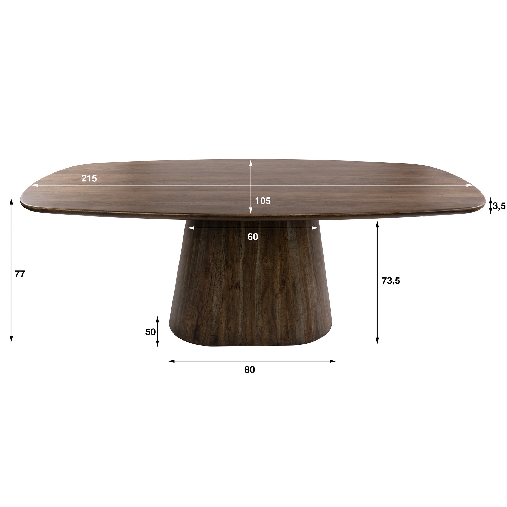 Eettafel Central deens ovaal 215cm / Massief acacia bruin – afbeelding 8