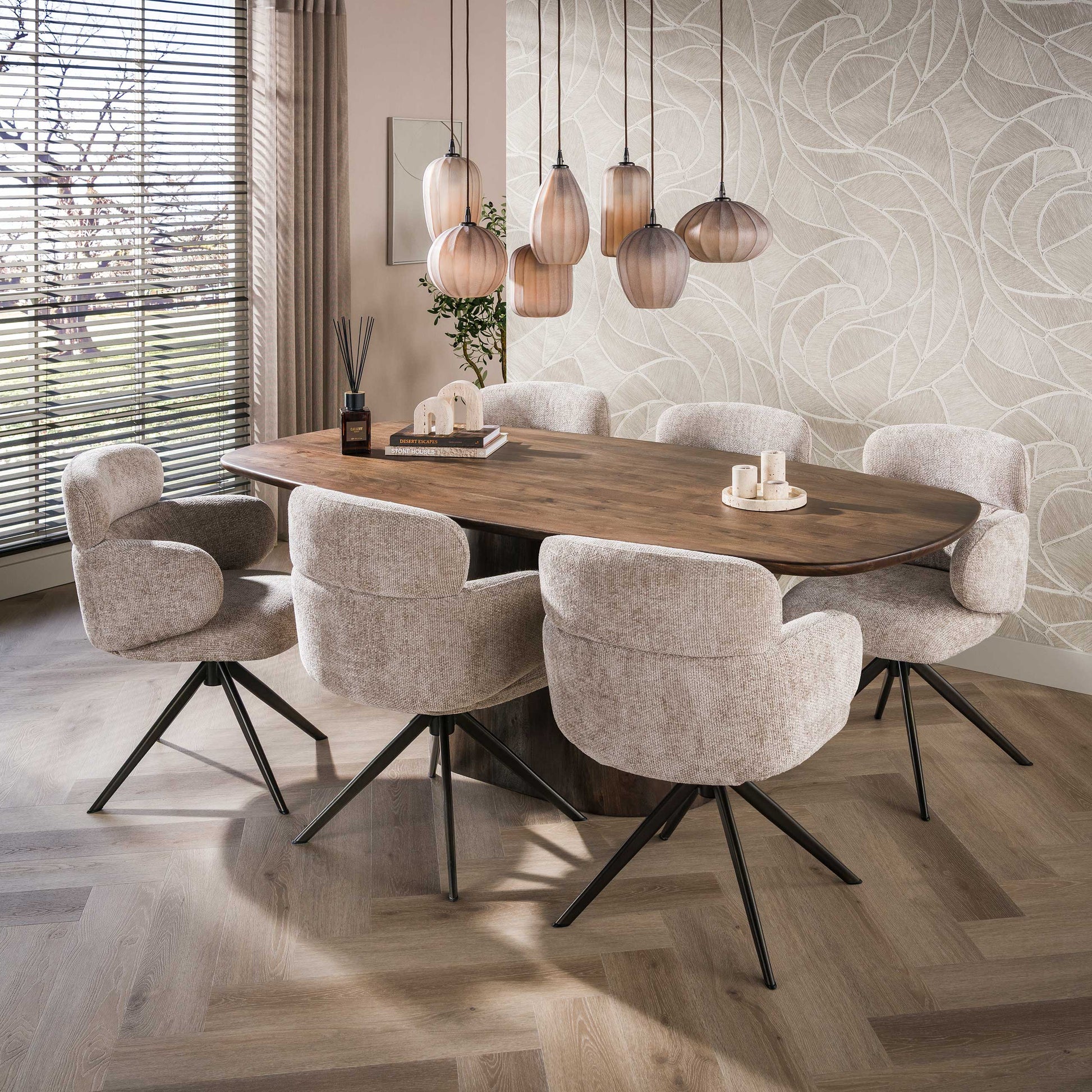 Eettafel Central deens ovaal 215cm / Massief acacia bruin – afbeelding 2
