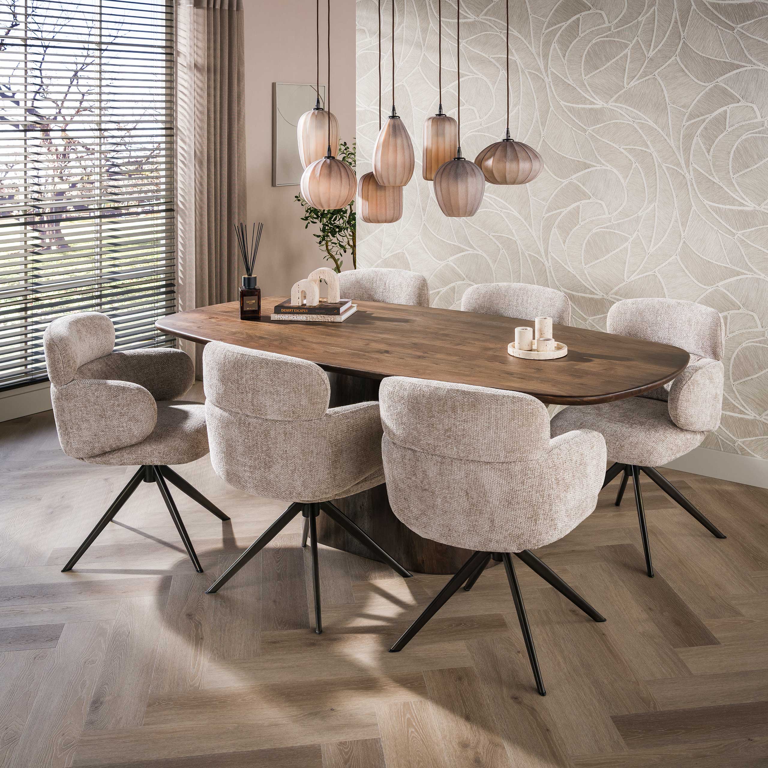 Eettafel Central deens ovaal 215cm / Massief acacia bruin – afbeelding 2