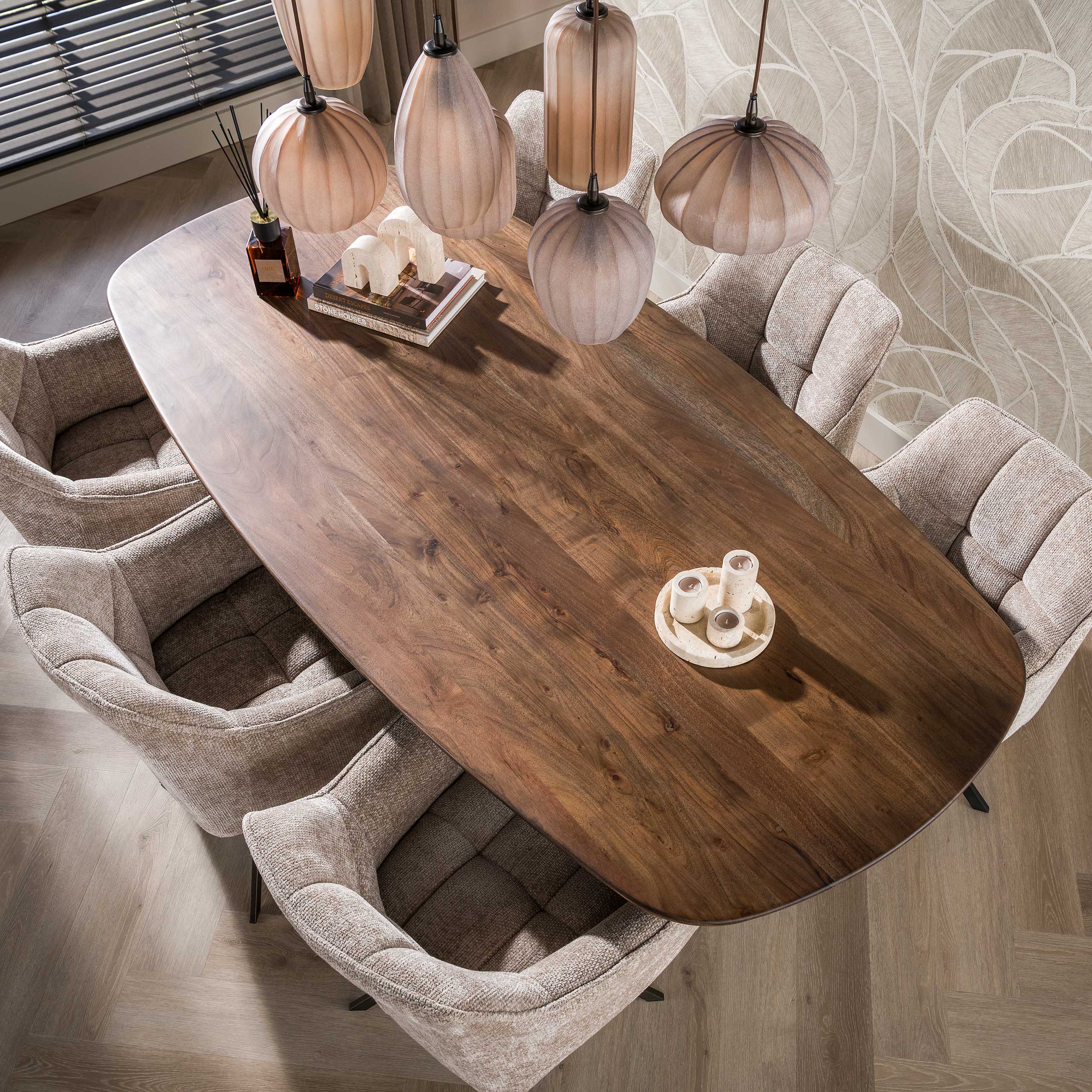 Eettafel Central deens ovaal 215cm / Massief acacia bruin – afbeelding 4