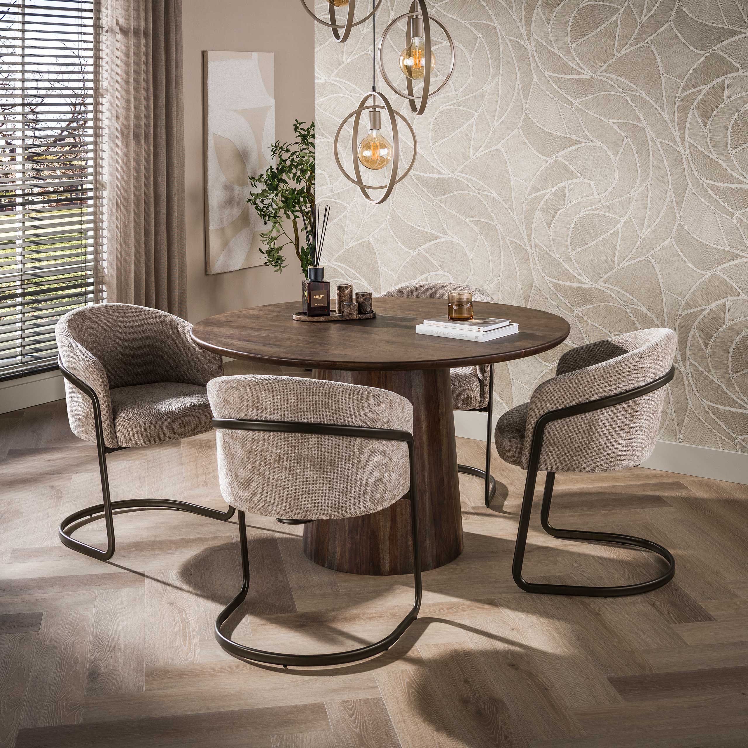 Eettafel Central rond Ø130cm / Massief acacia bruin – afbeelding 1