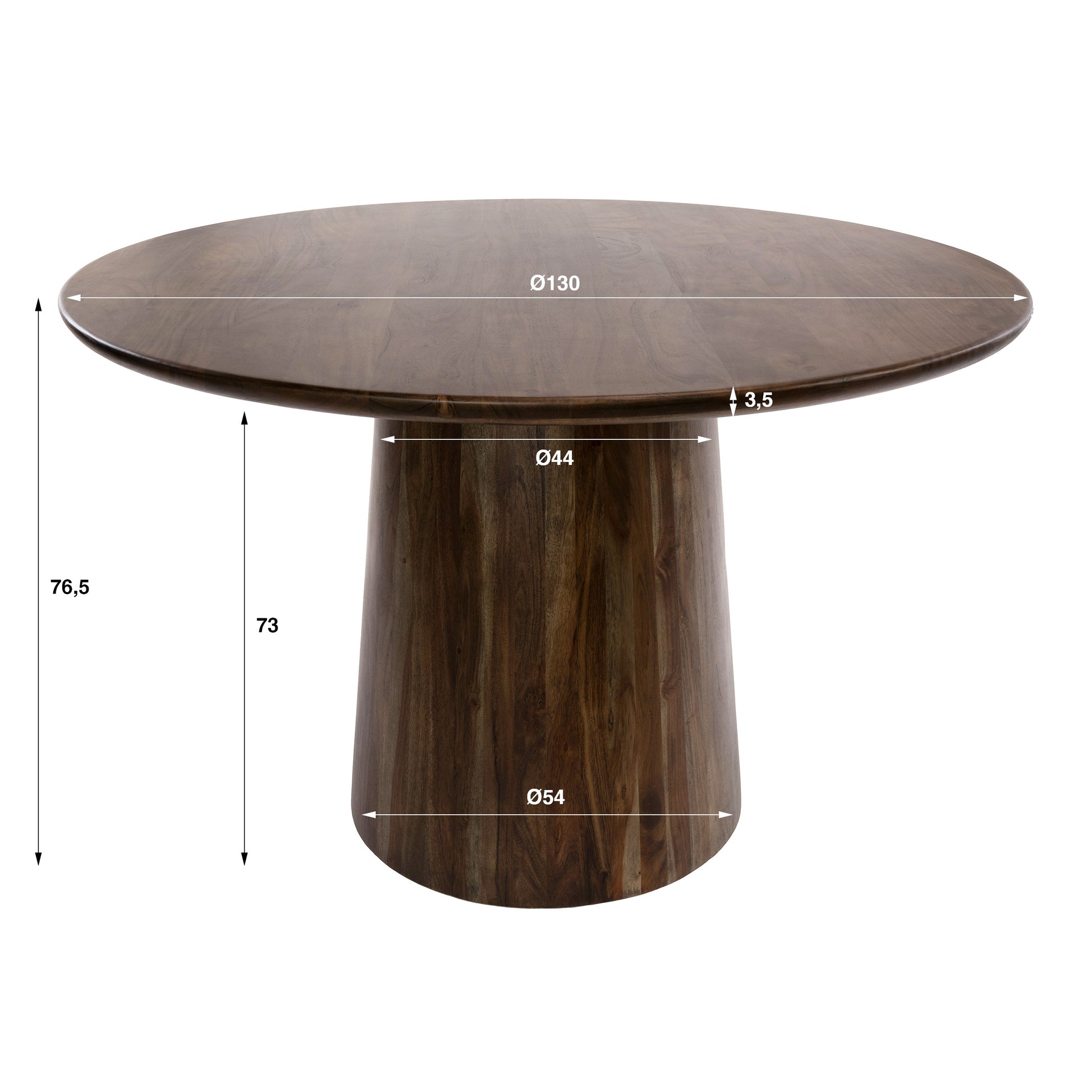 Eettafel Central rond Ø130cm / Massief acacia bruin – afbeelding 9