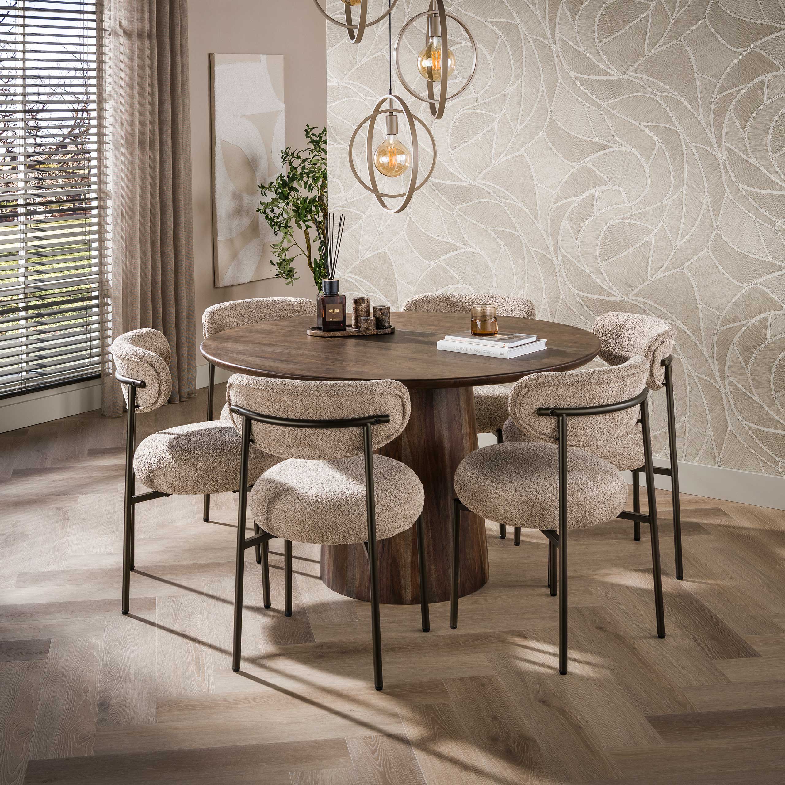 Eettafel Central rond Ø130cm / Massief acacia bruin – afbeelding 2