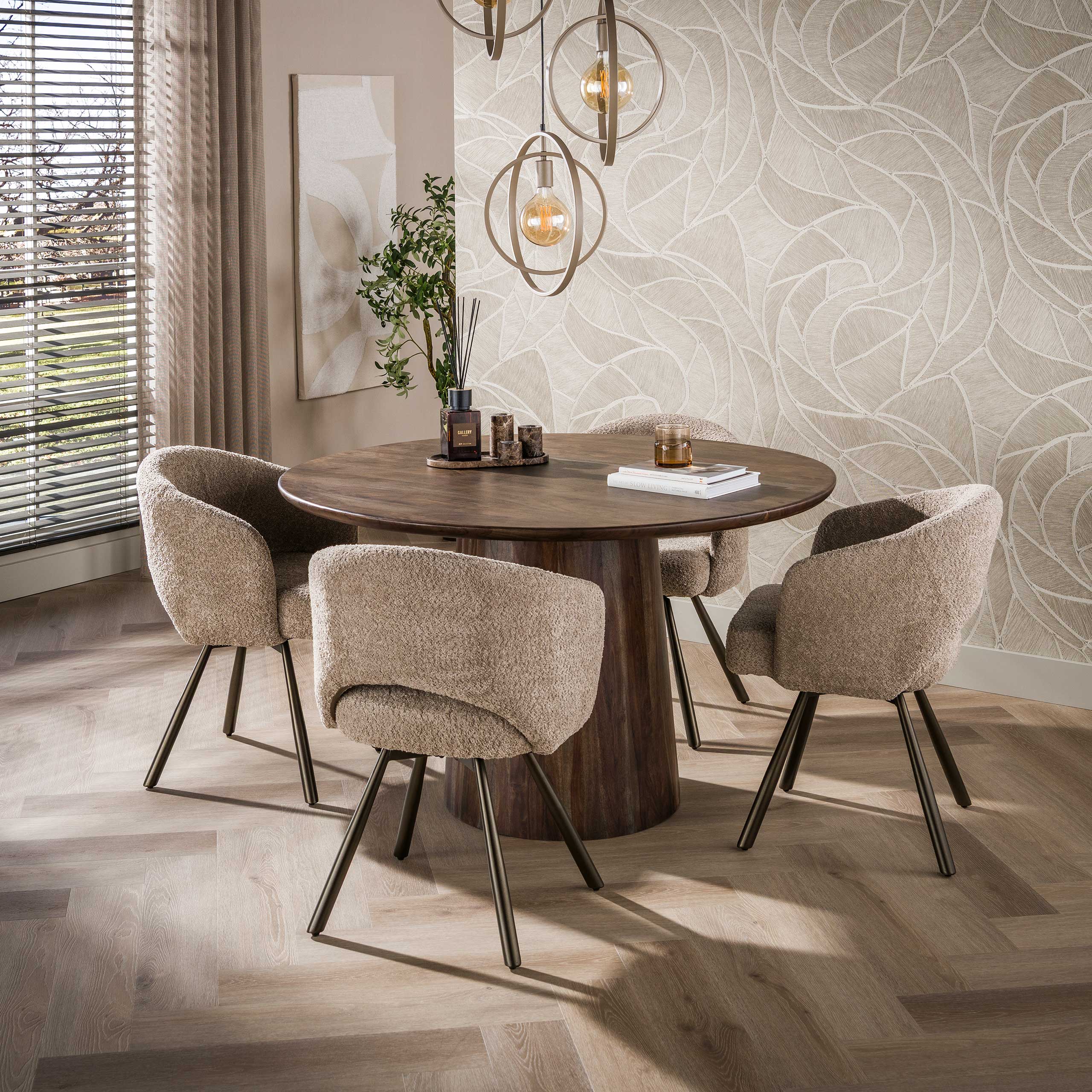 Eettafel Central rond Ø130cm / Massief acacia bruin – afbeelding 3