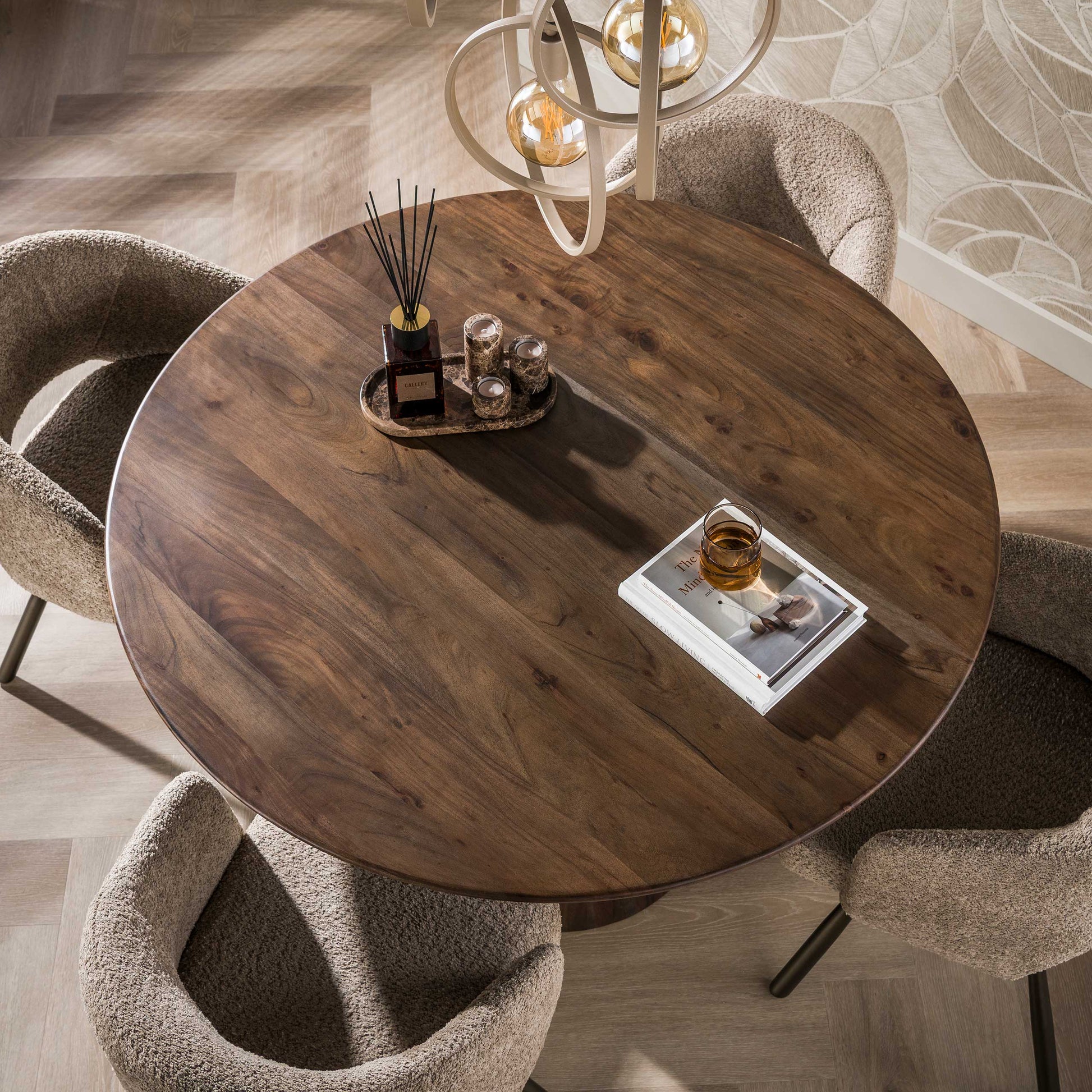 Eettafel Central rond Ø130cm / Massief acacia bruin – afbeelding 4
