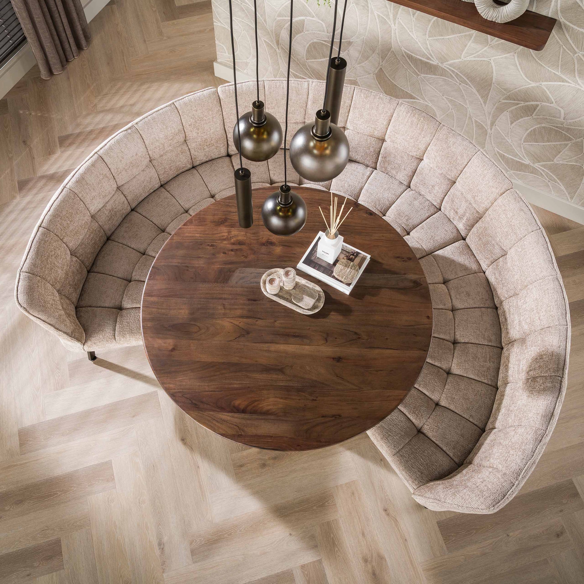 Eettafel Central rond Ø130cm / Massief acacia bruin – afbeelding 7