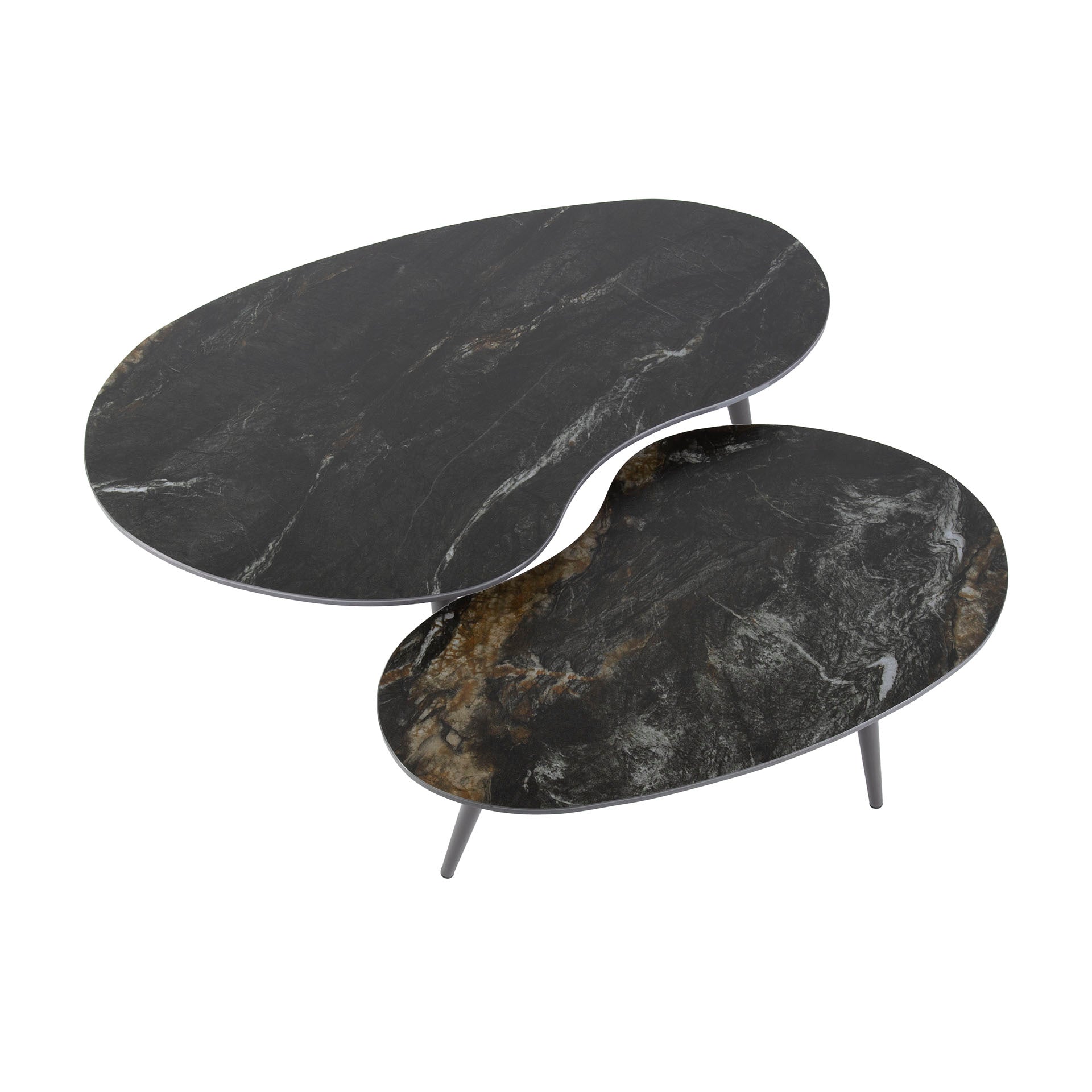 Salontafel Fossil niervormig set van 2 / Keramiek fossil black – afbeelding 4
