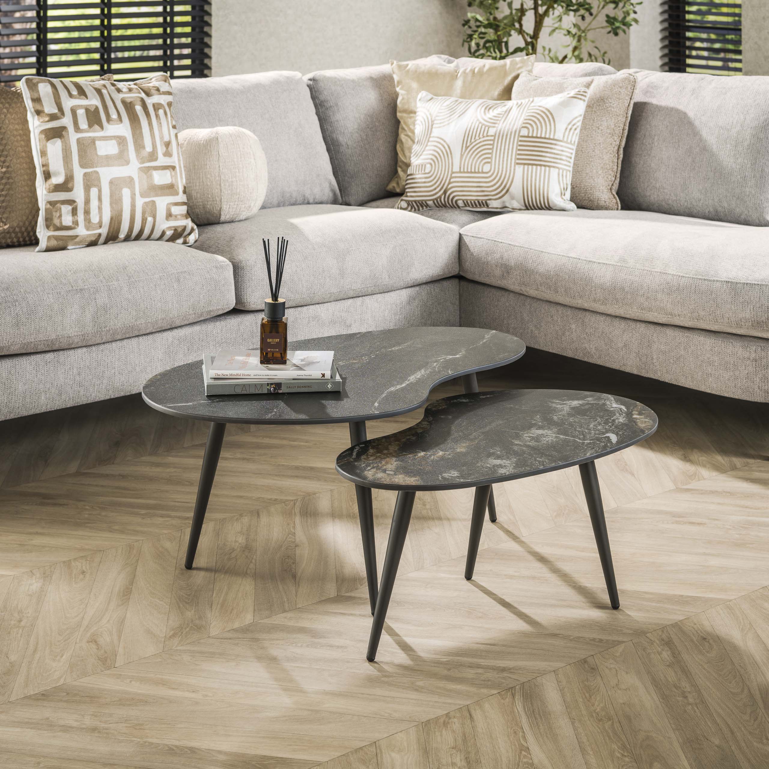 Salontafel Fossil niervormig set van 2 / Keramiek fossil black – afbeelding 2