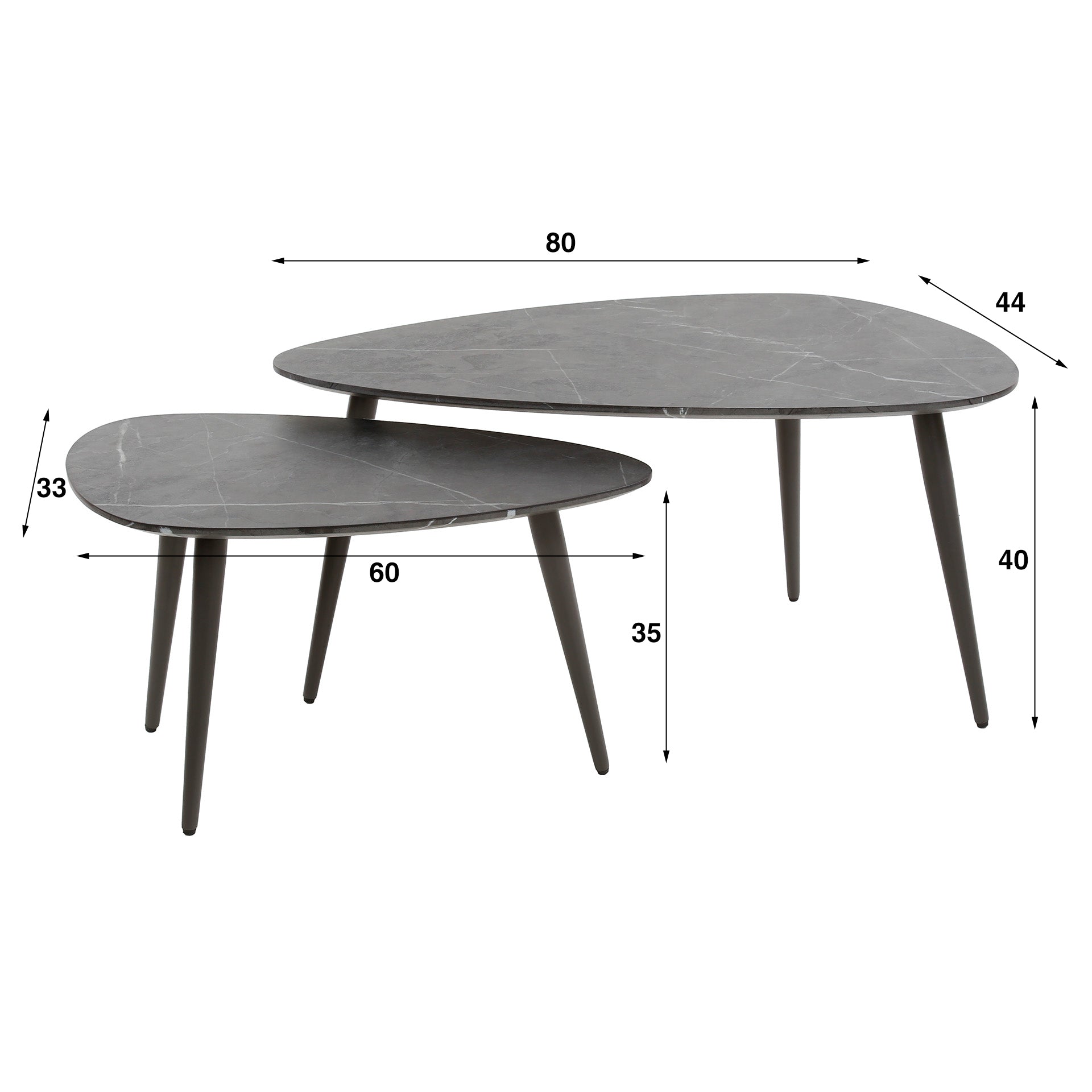 Salontafel Onyx peervormig set van 2 / 3D melamine graphite – afbeelding 7