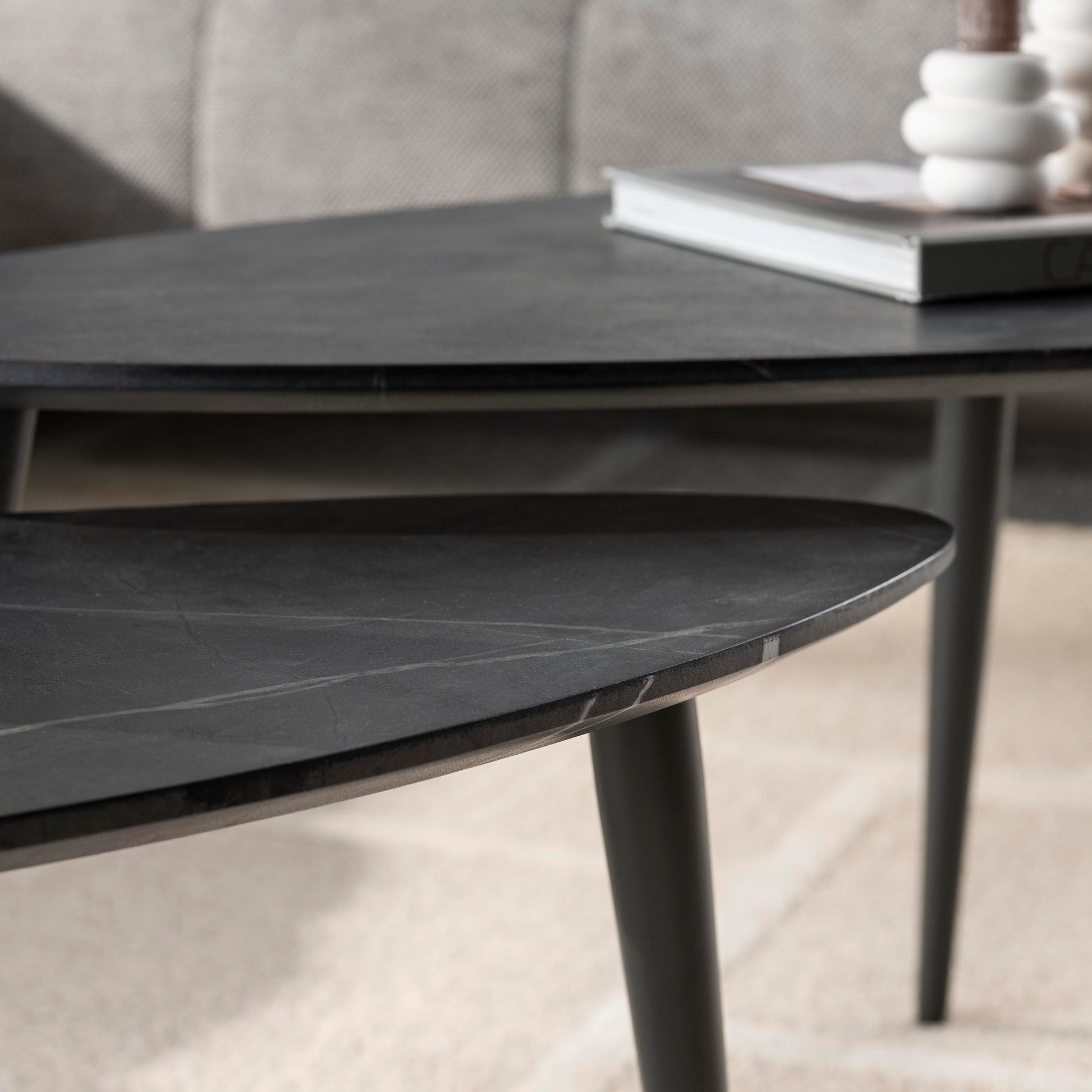 Salontafel Onyx peervormig set van 2 / 3D melamine graphite – afbeelding 3
