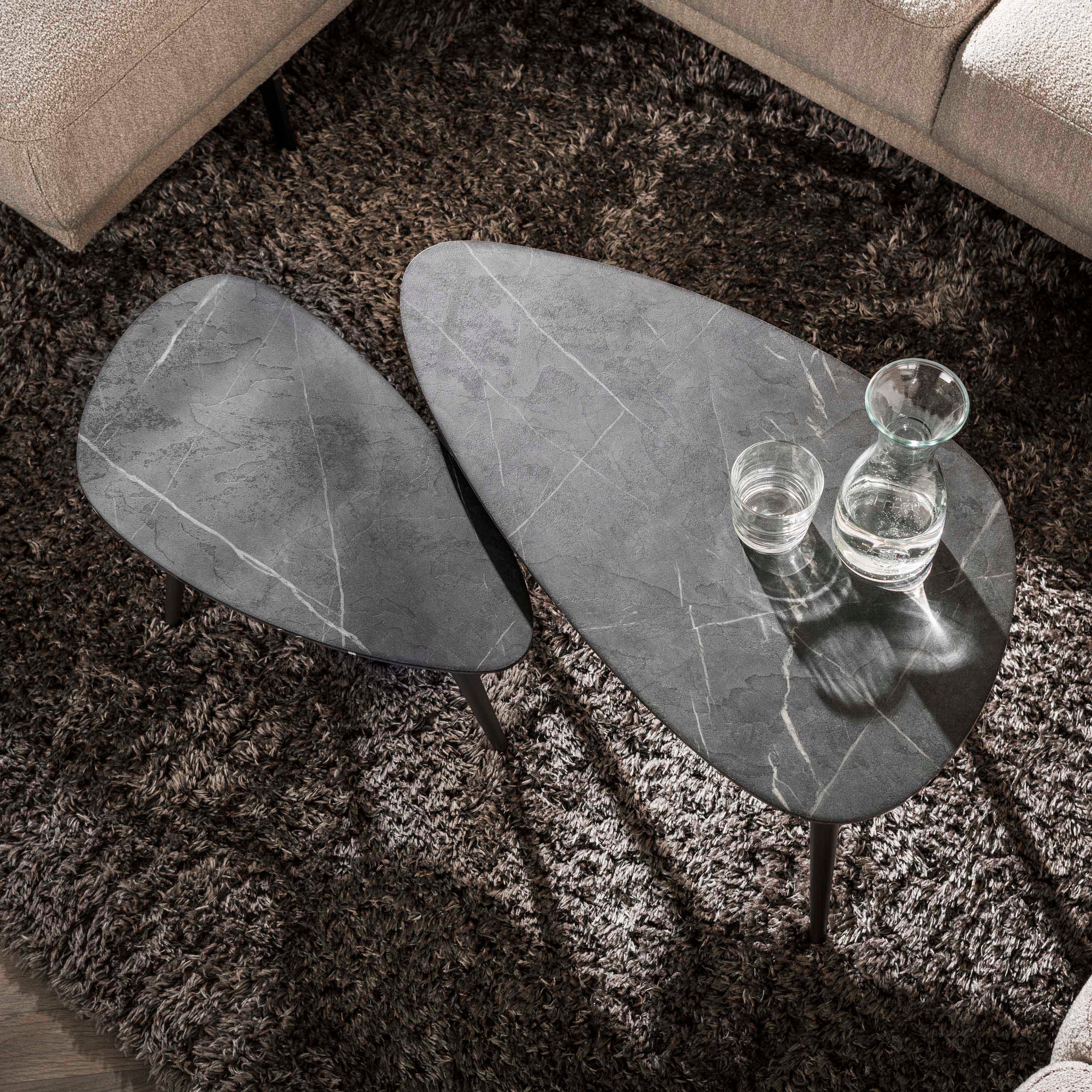 Salontafel Onyx peervormig set van 2 / 3D melamine graphite – afbeelding 5