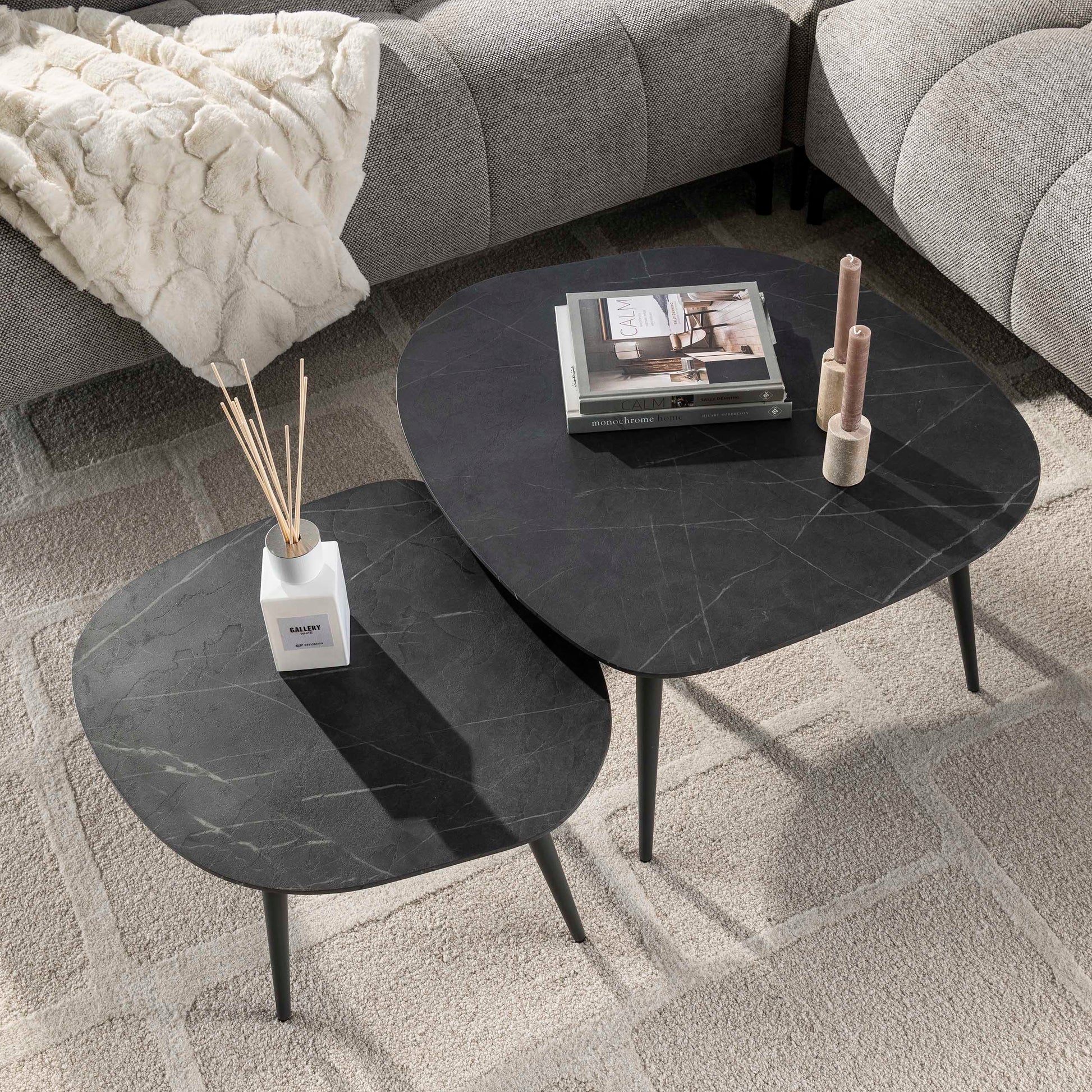 Salontafel Onyx rock set van 2 / 3D melamine graphite – afbeelding 2