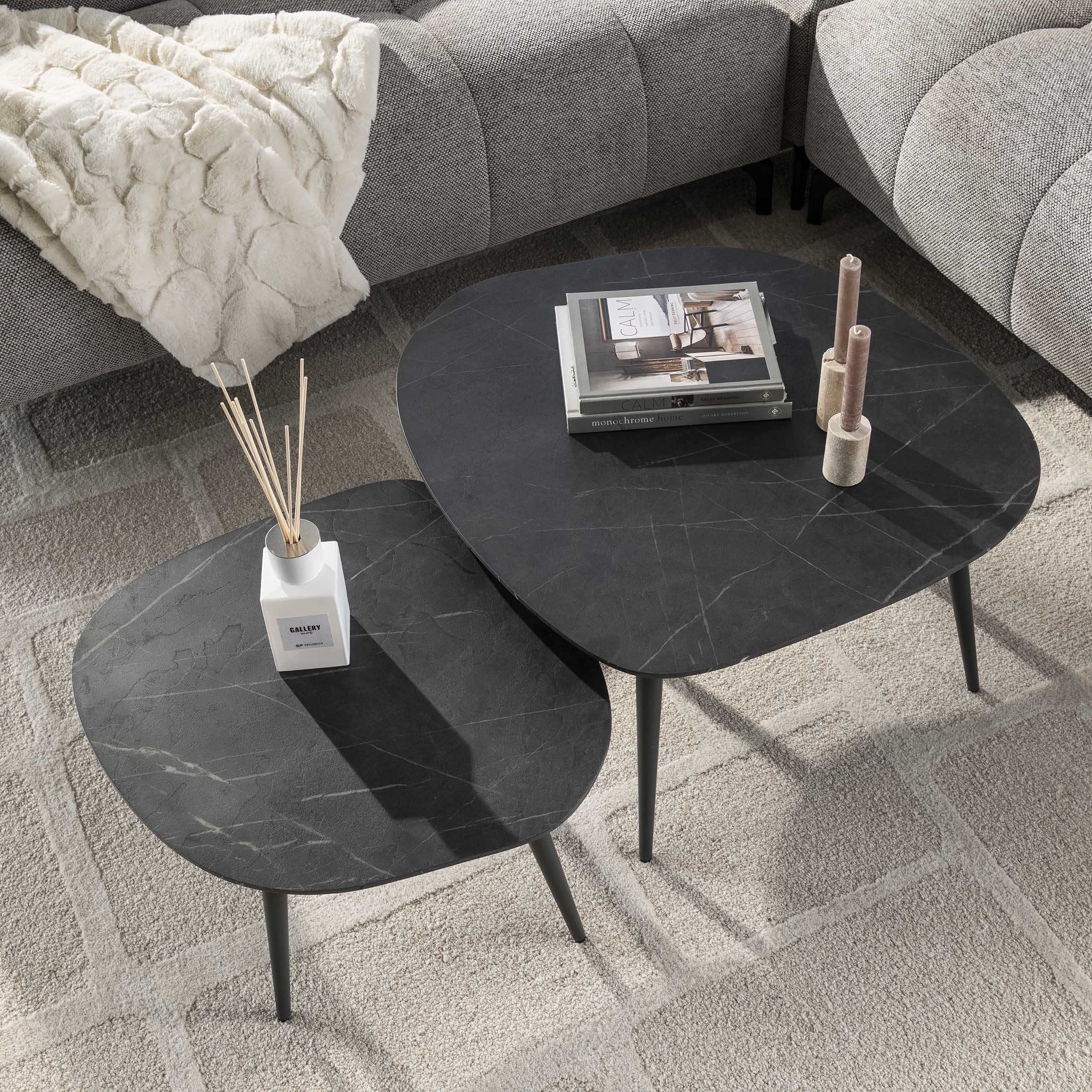 Salontafel Onyx rock set van 2 / 3D melamine graphite – afbeelding 2