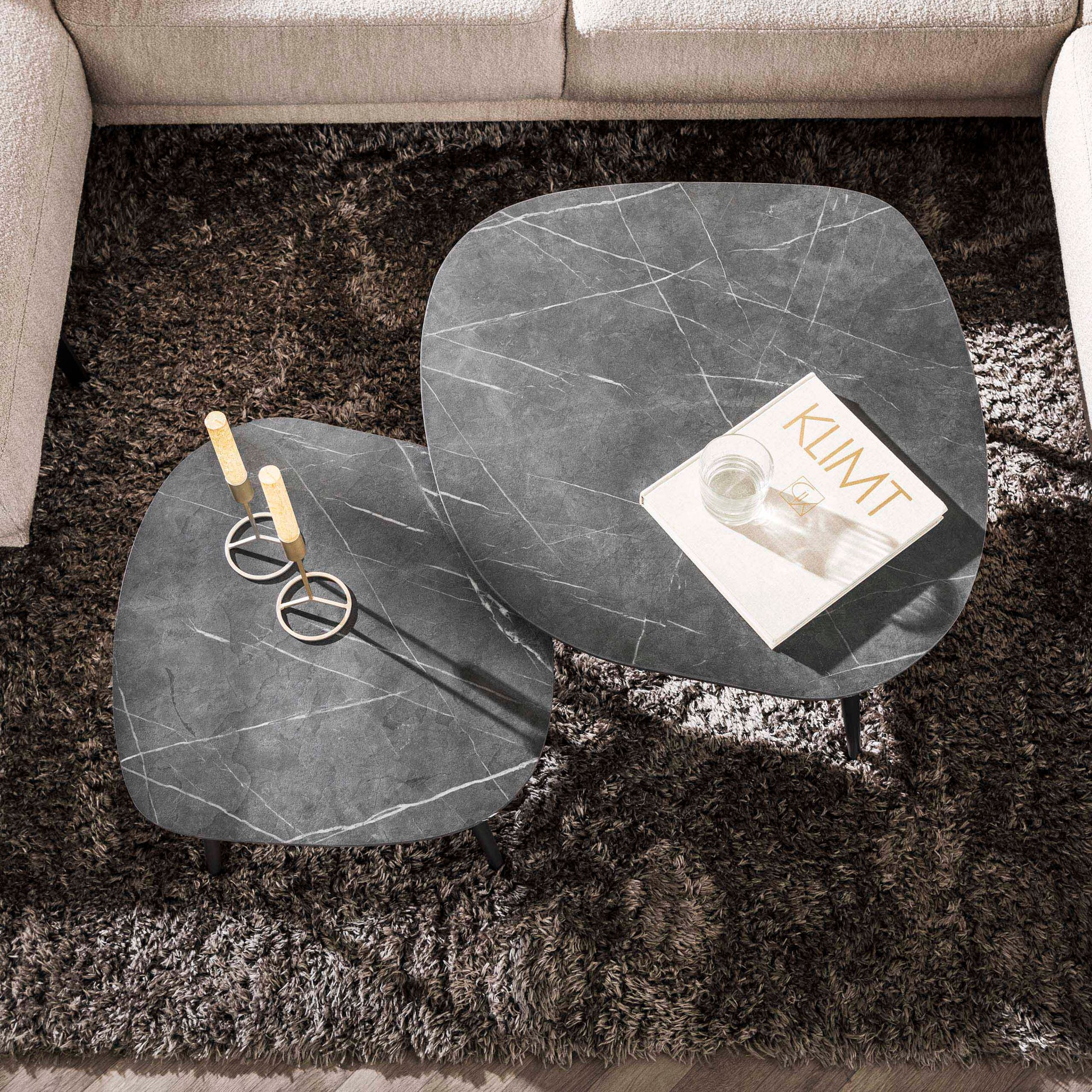 Salontafel Onyx rock set van 2 / 3D melamine graphite – afbeelding 4