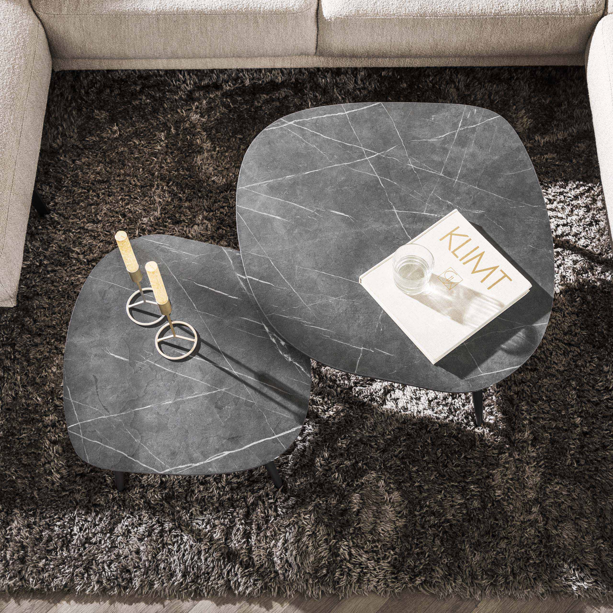Salontafel Onyx rock set van 2 / 3D melamine graphite – afbeelding 4