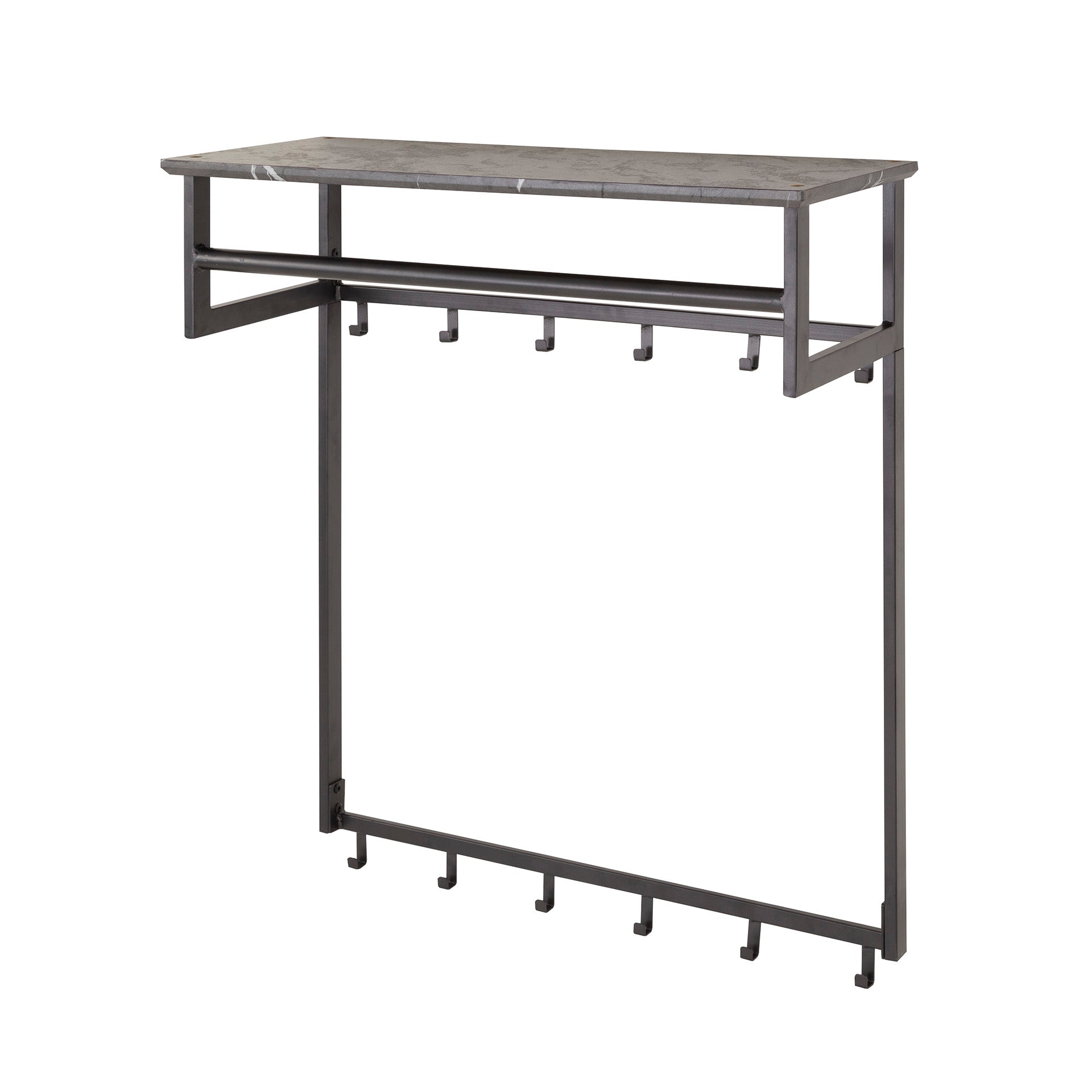 Kapstok Tenaro roede en hoedenplank 2x6 haken / 3D melamine graphite – afbeelding 3