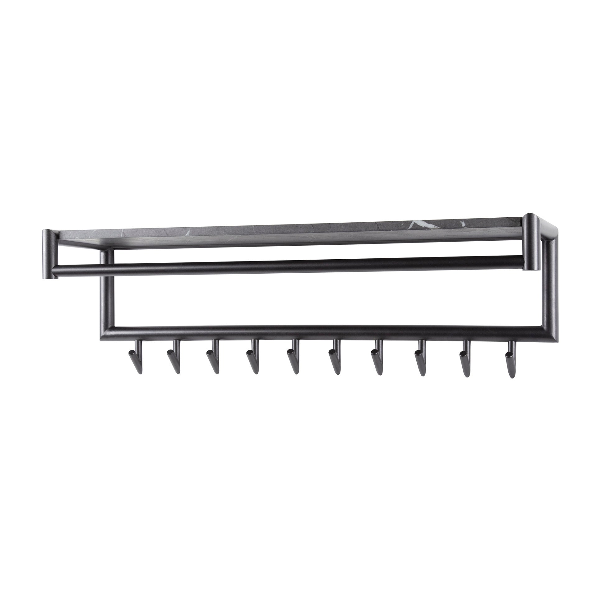 Kapstok Tenaro roede en hoedenplank 10 haken / 3D melamine graphite – afbeelding 4