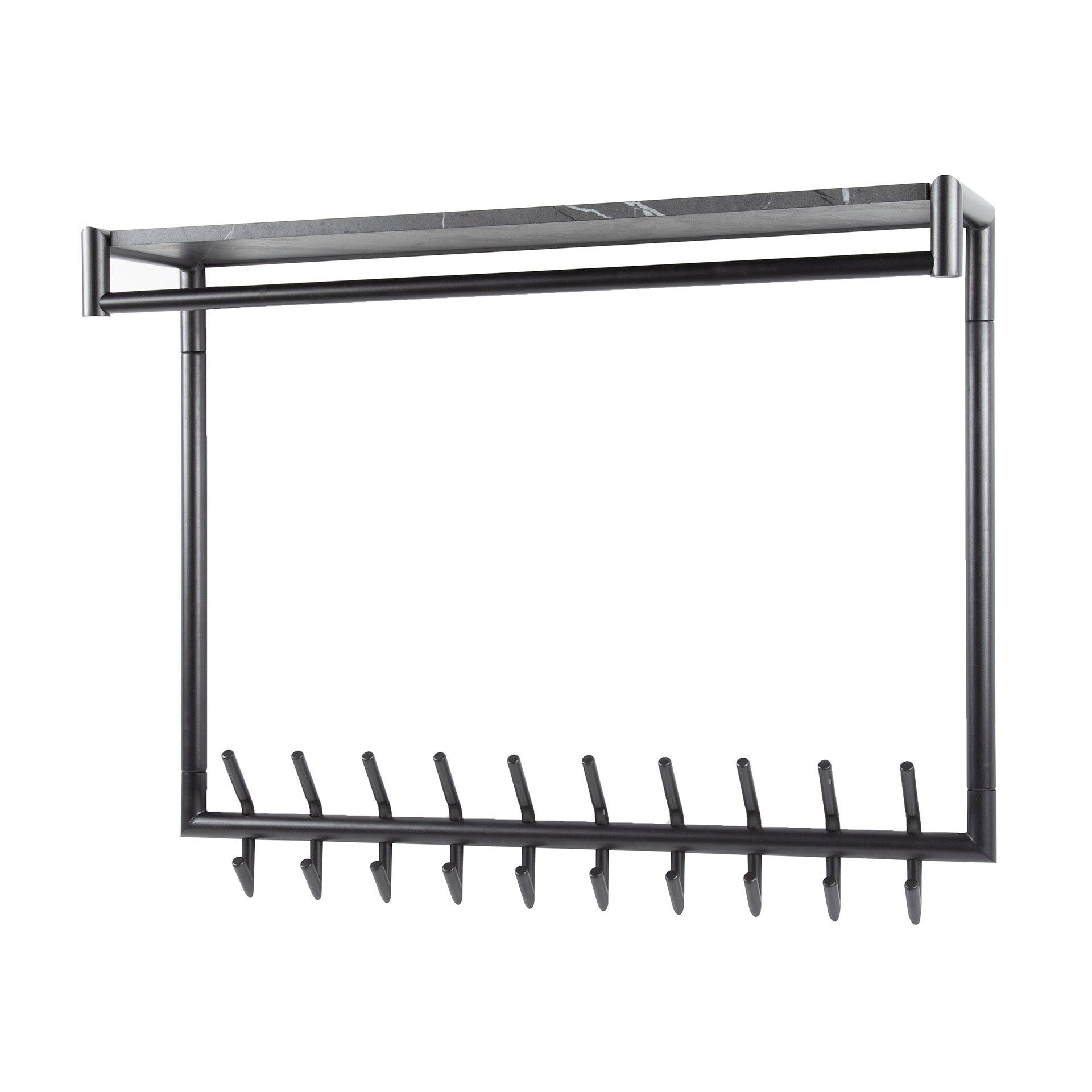 Kapstok Tenaro hoog roede en hoedenplank 2x10 haken / 3D melamine graphite – afbeelding 3
