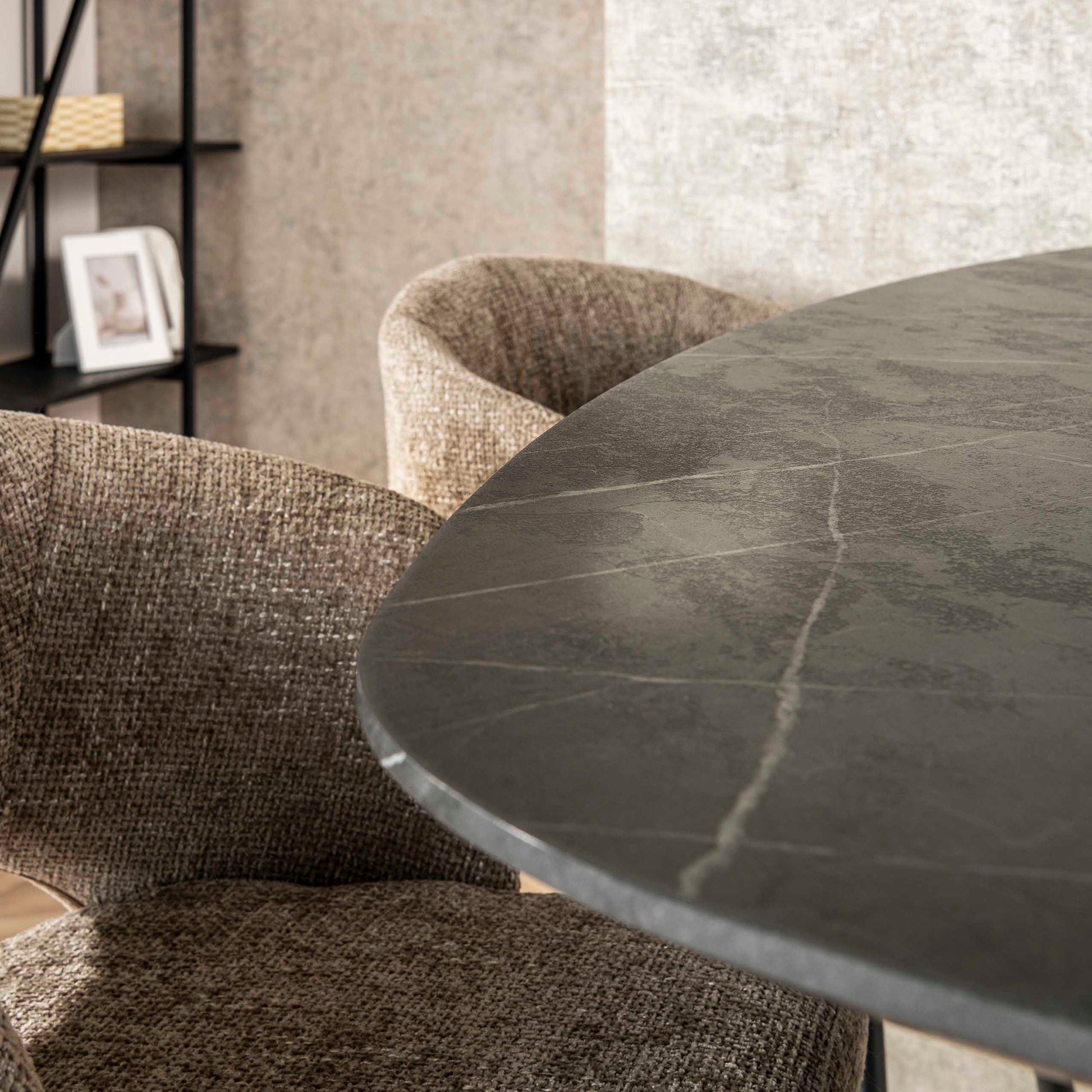 Bartafel Onyx Cross deens ovaal 140cm / 3D melamine graphite – afbeelding 3