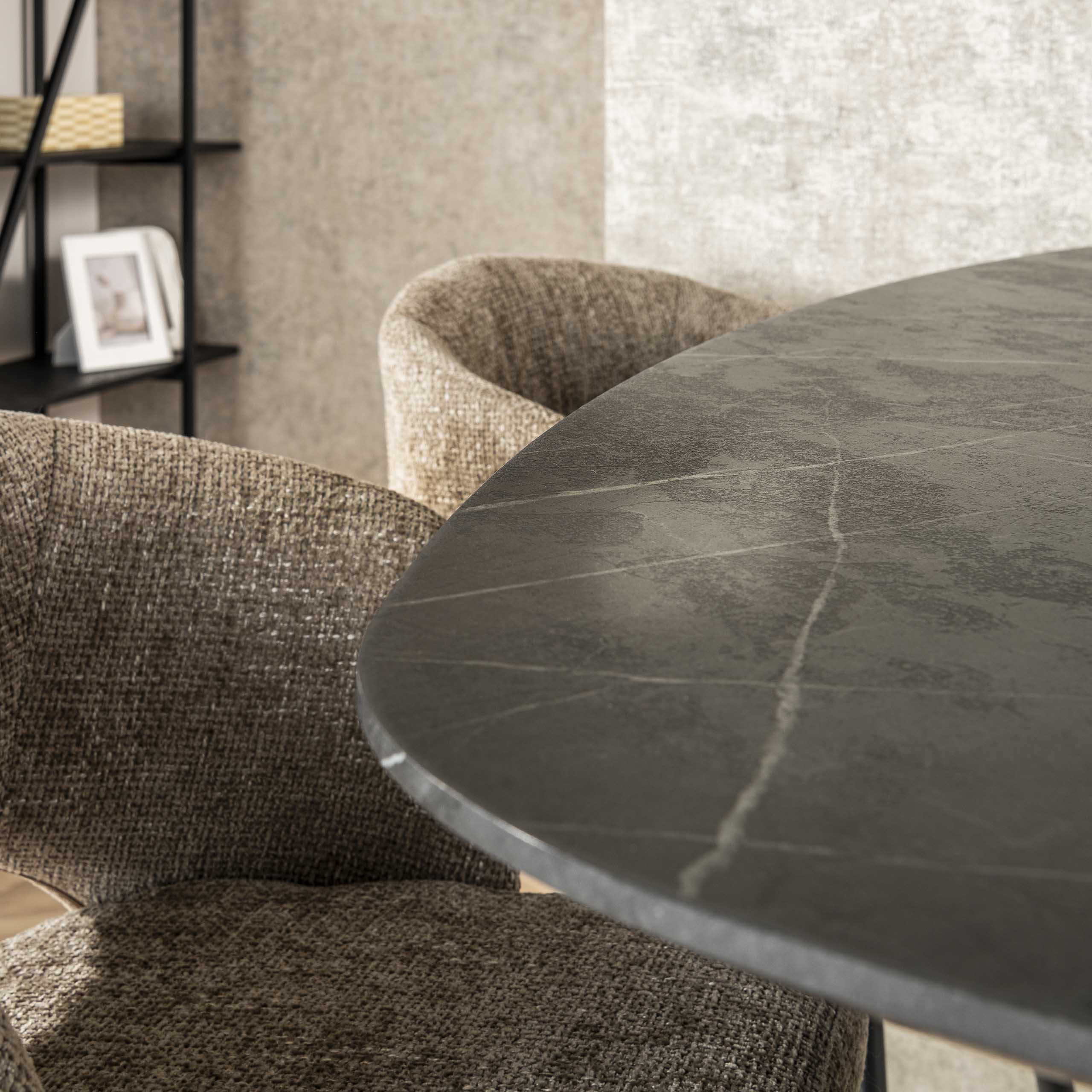 Bartafel Onyx Cross deens ovaal 140cm / 3D melamine graphite – afbeelding 3