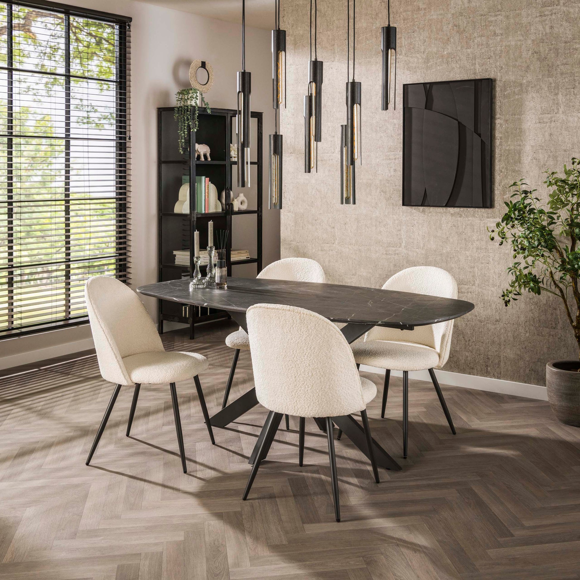 Eettafel Onyx Cross deens ovaal 180cm / 3D melamine graphite – afbeelding 1