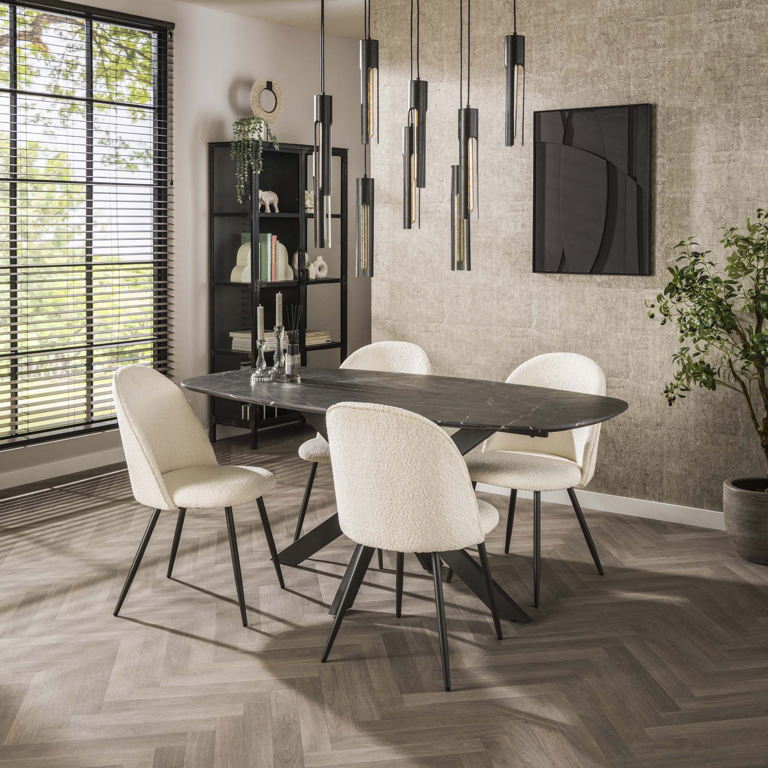 Eettafel Onyx Cross deens ovaal 180cm / 3D melamine graphite – afbeelding 1