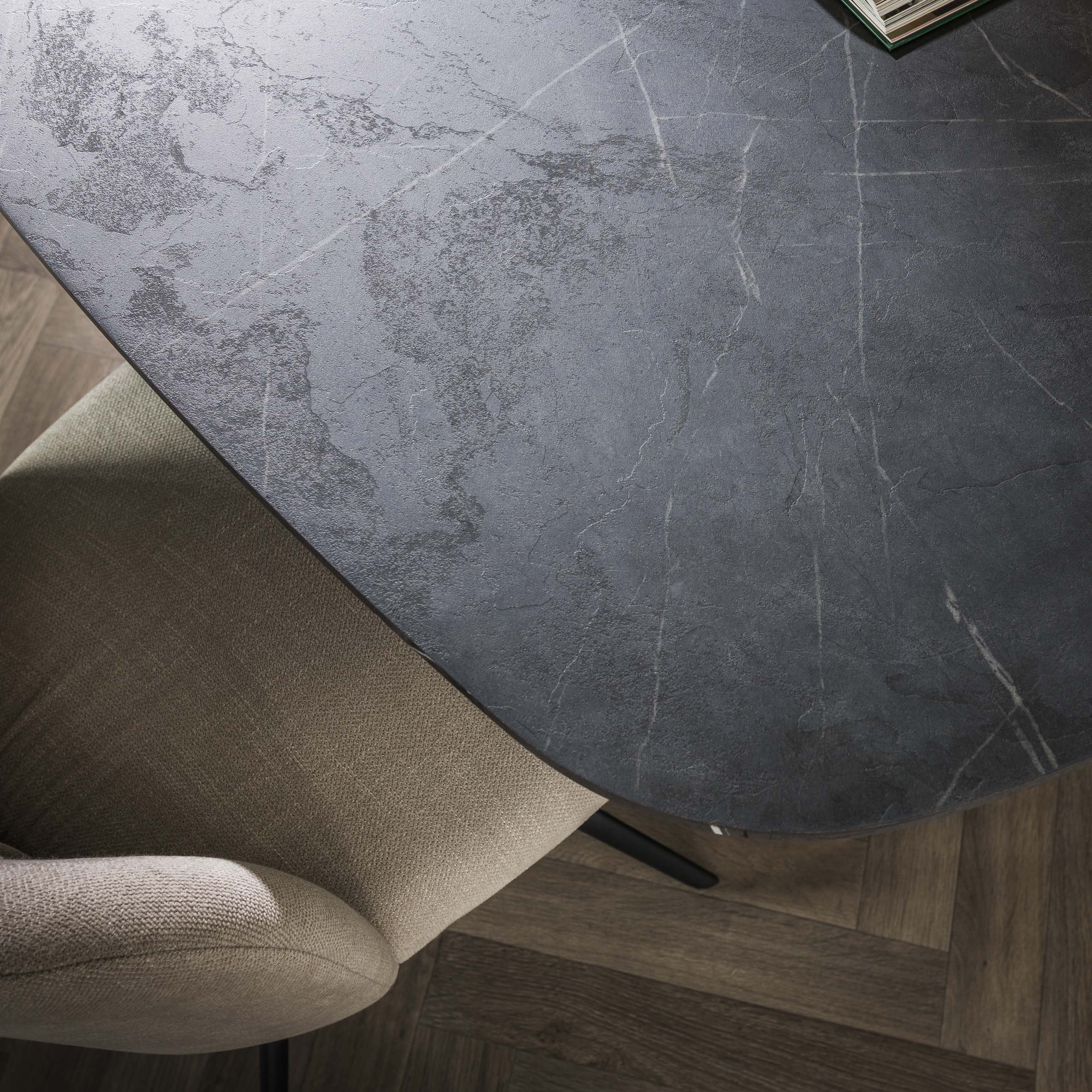 Eettafel Onyx Cross deens ovaal 180cm / 3D melamine graphite – afbeelding 5