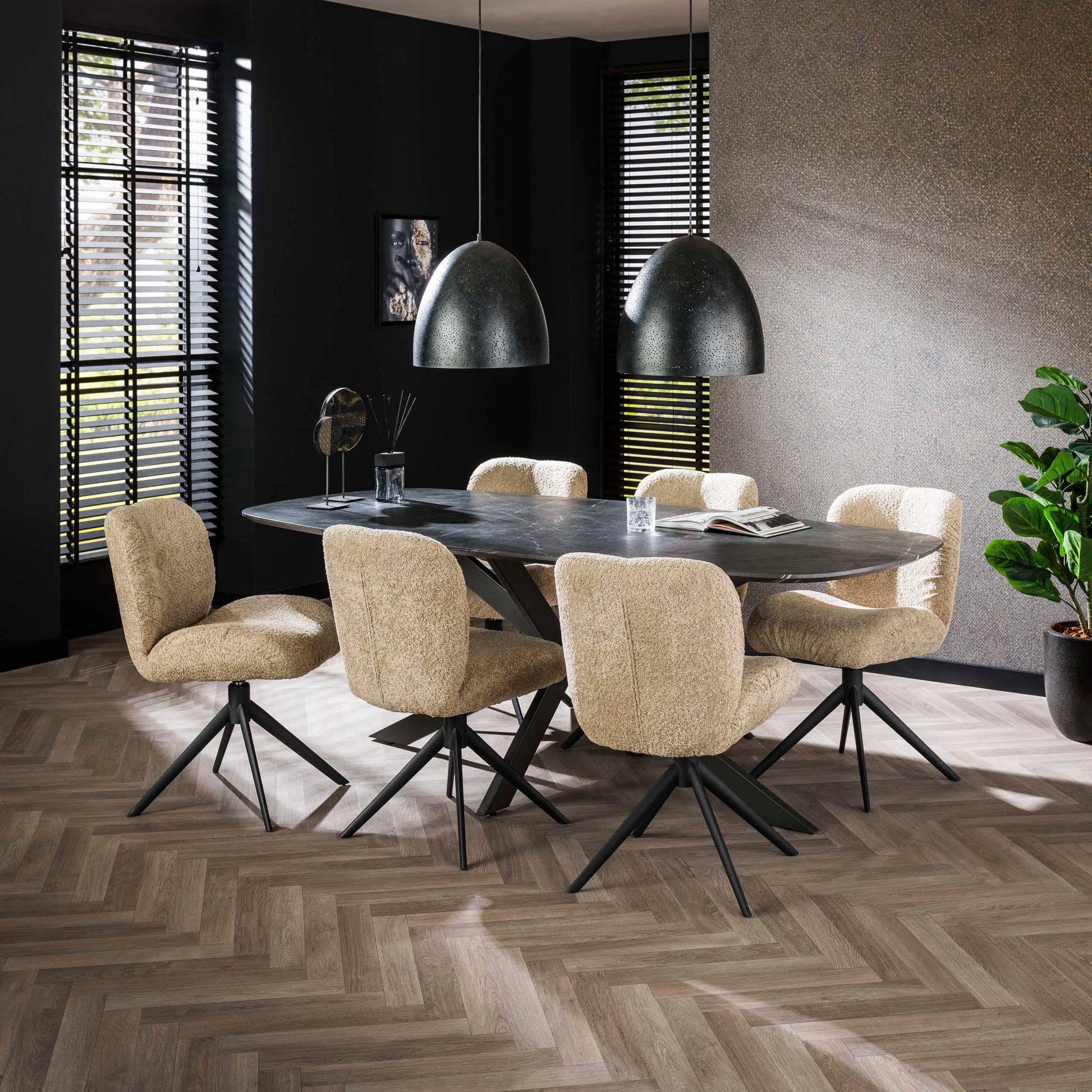 Eettafel Onyx Cross deens ovaal 215cm / 3D melamine graphite – afbeelding 1