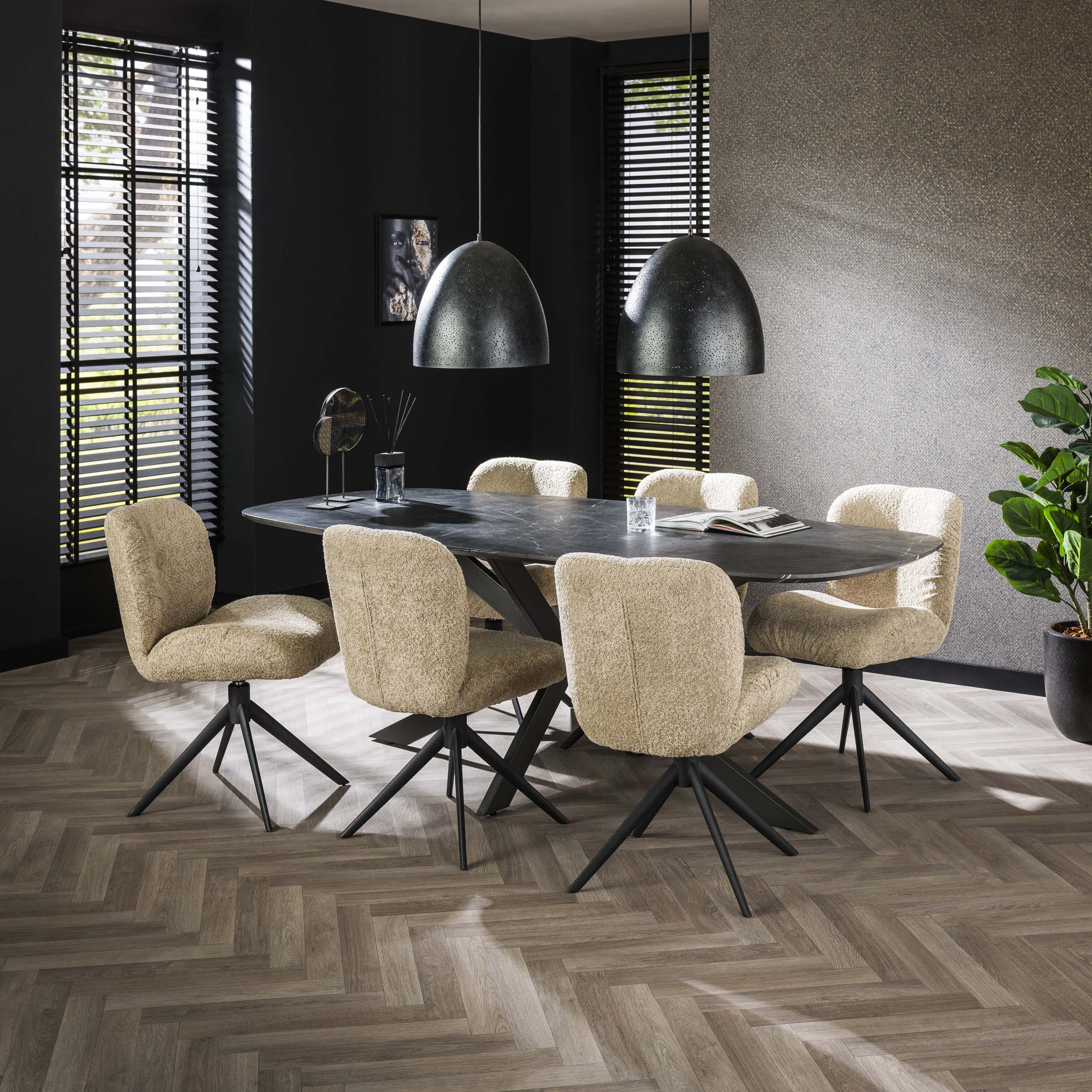 Eettafel Onyx Cross deens ovaal 215cm / 3D melamine graphite – afbeelding 1