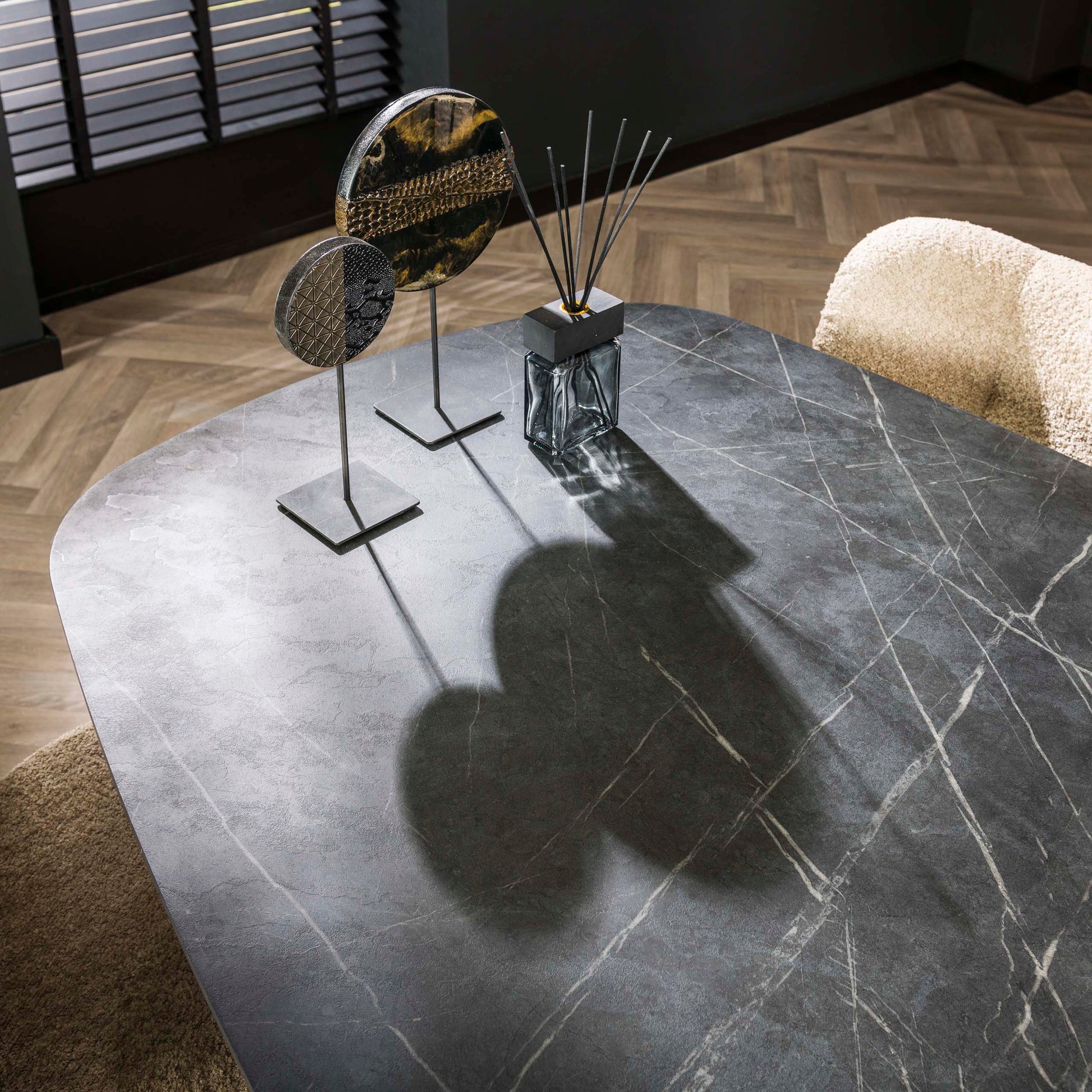 Eettafel Onyx Cross deens ovaal 215cm / 3D melamine graphite – afbeelding 2
